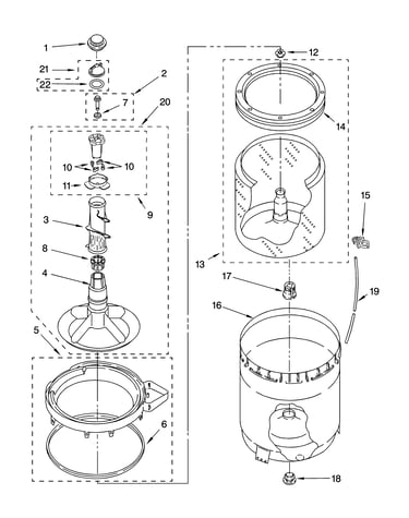 Agitator, basket and tub parts