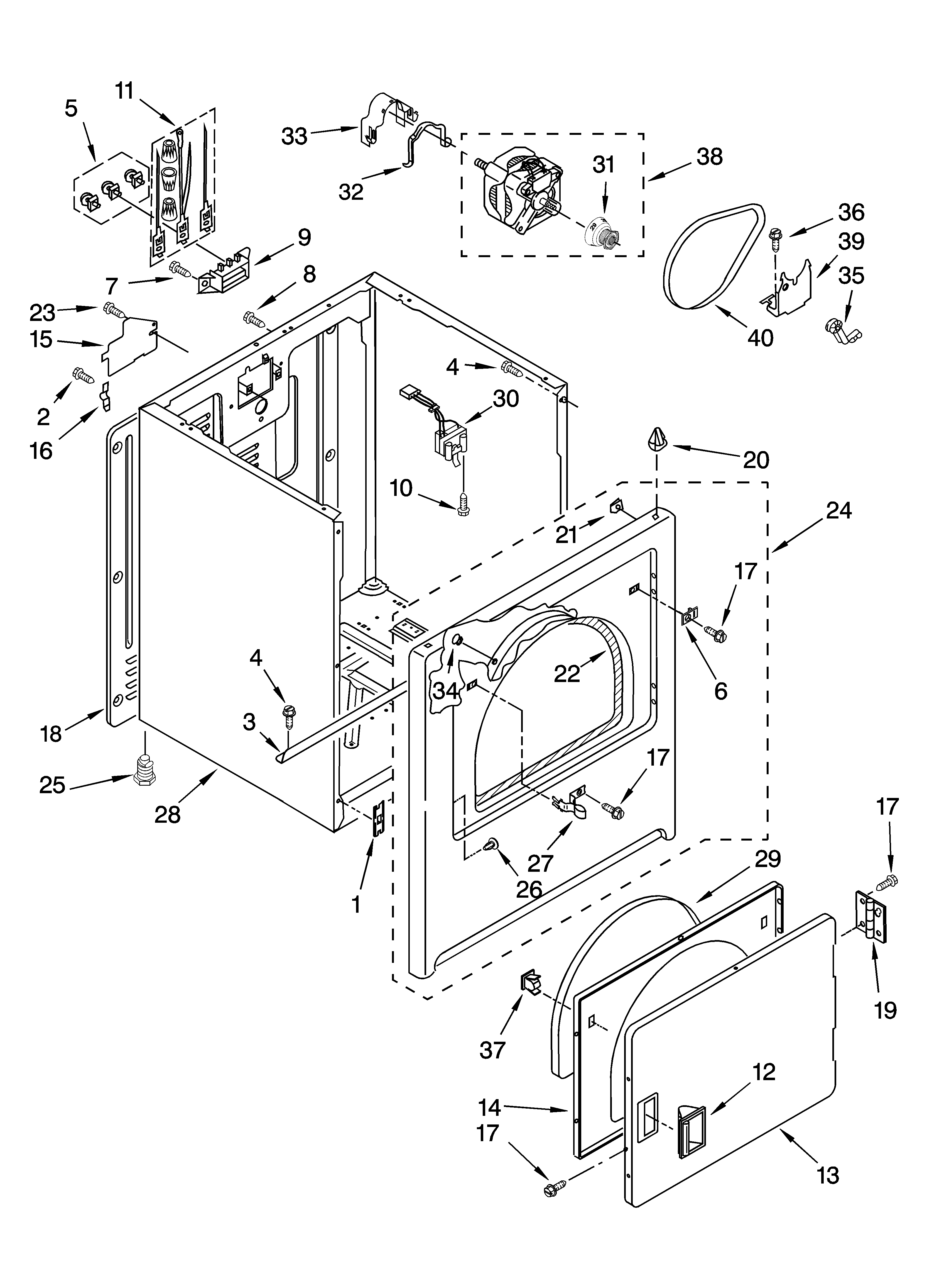 Cabinet parts, optional parts (not included)