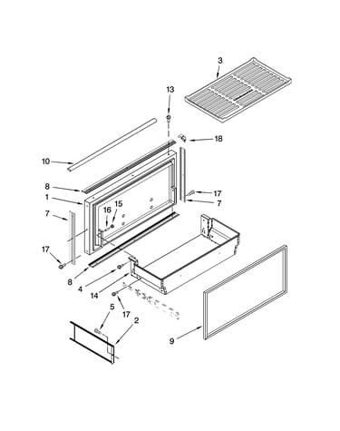 Freezer door and basket parts