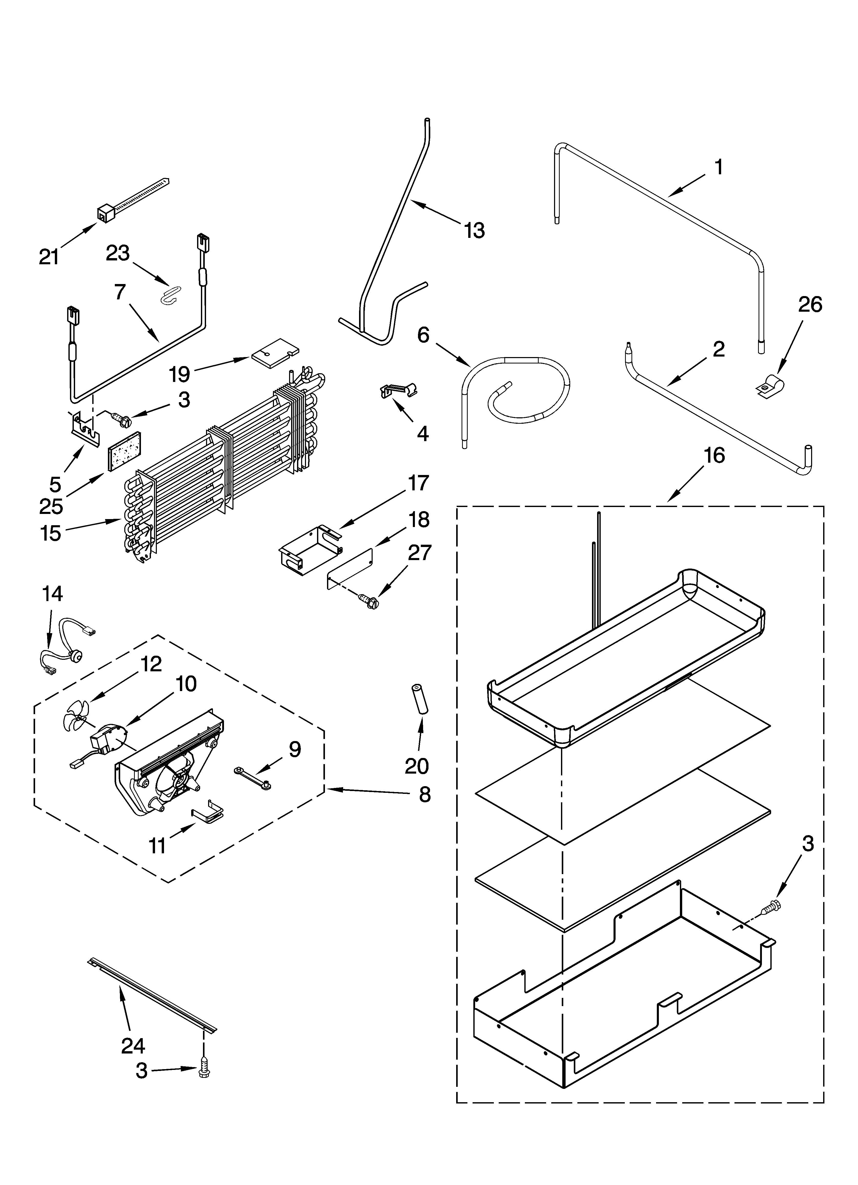 Lower unit and tube parts
