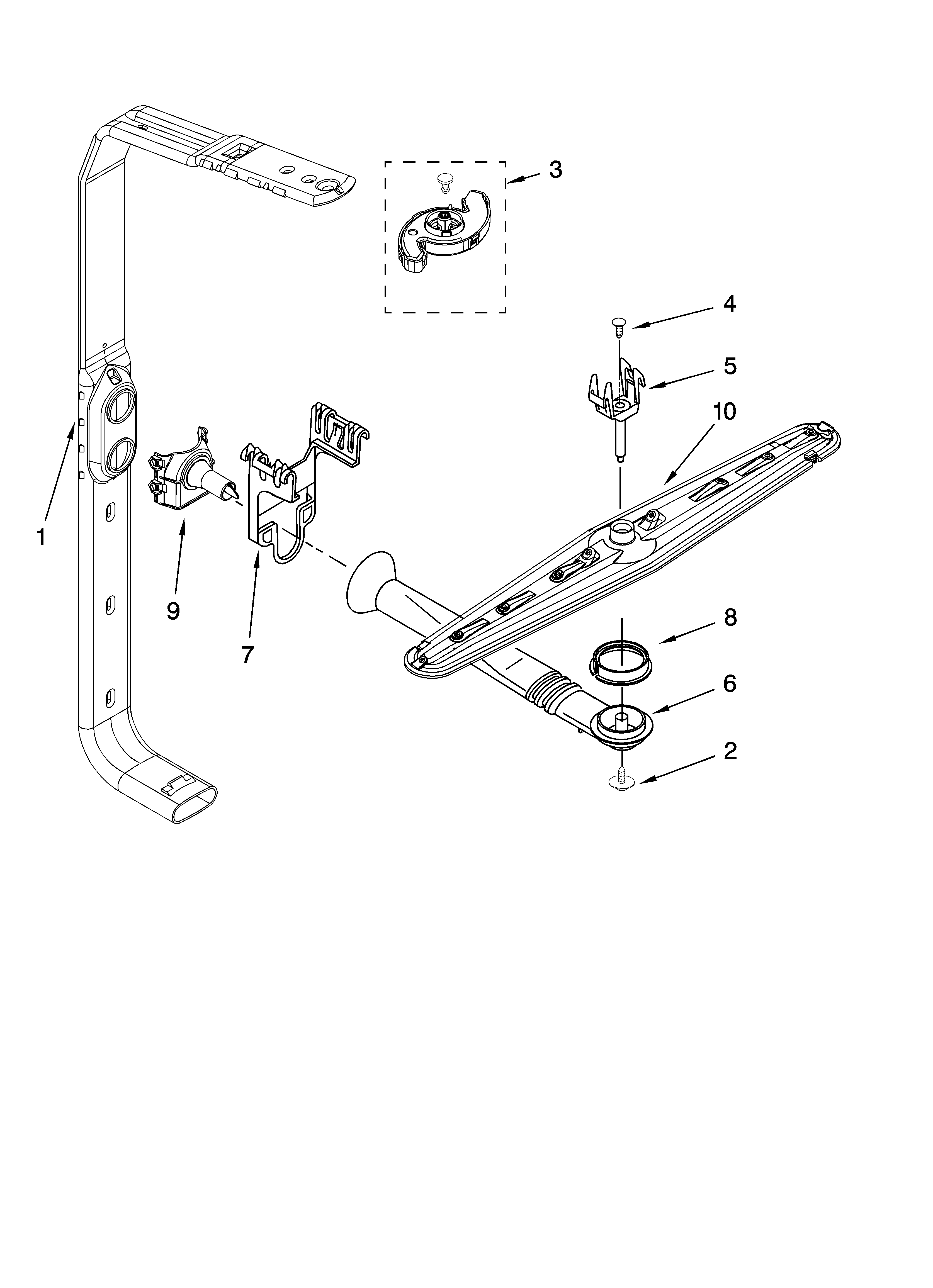 Upper wash and rinse parts