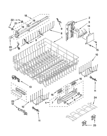 Upper rack and track parts