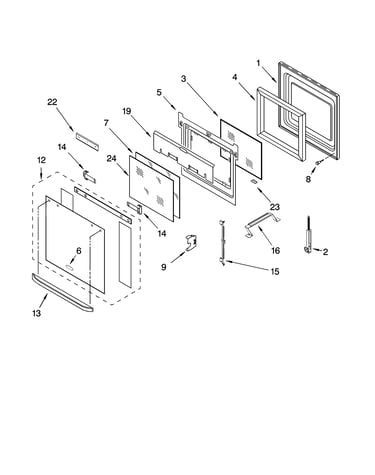 Upper oven door parts