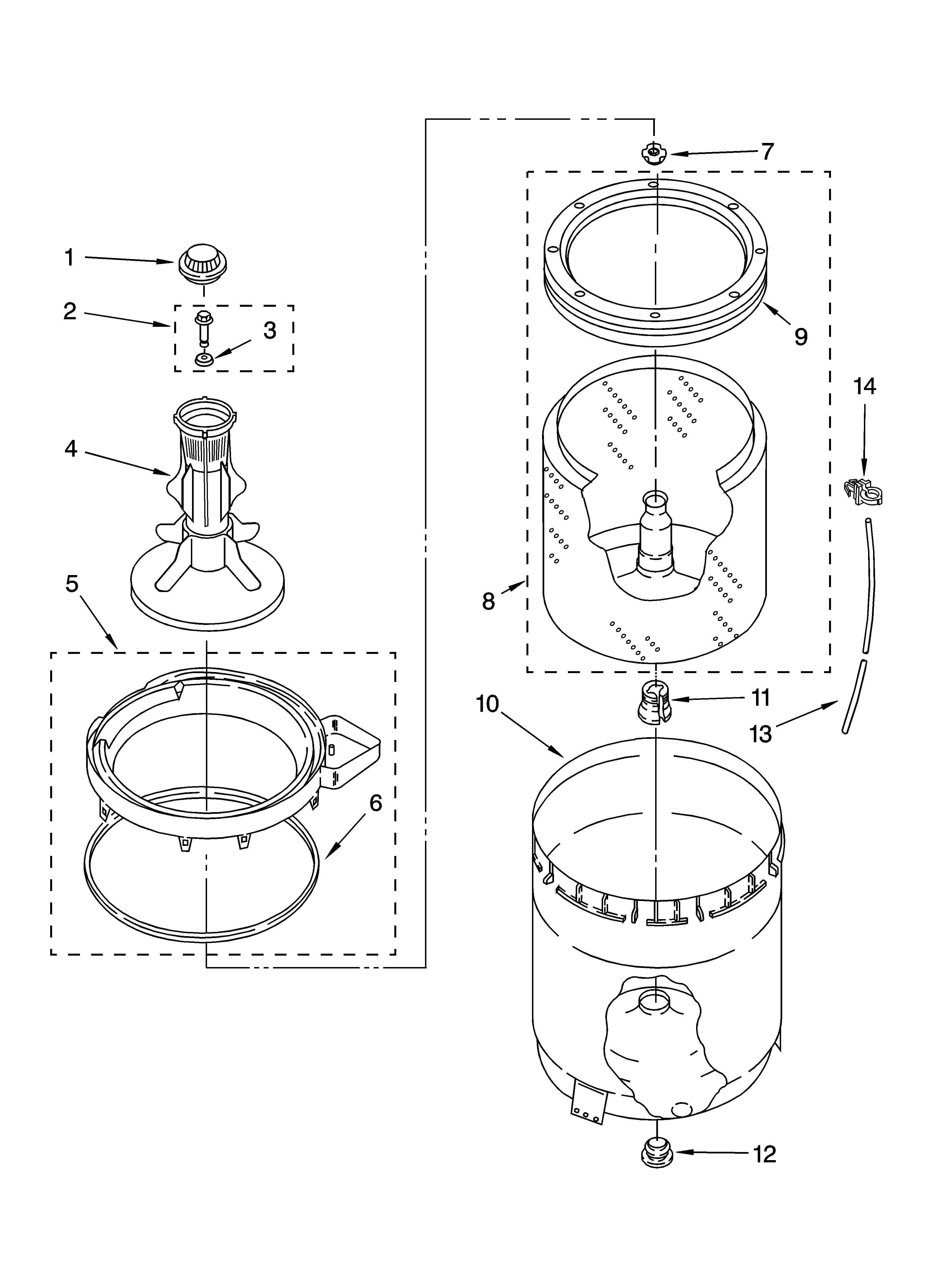 Agitator, basket and tub parts