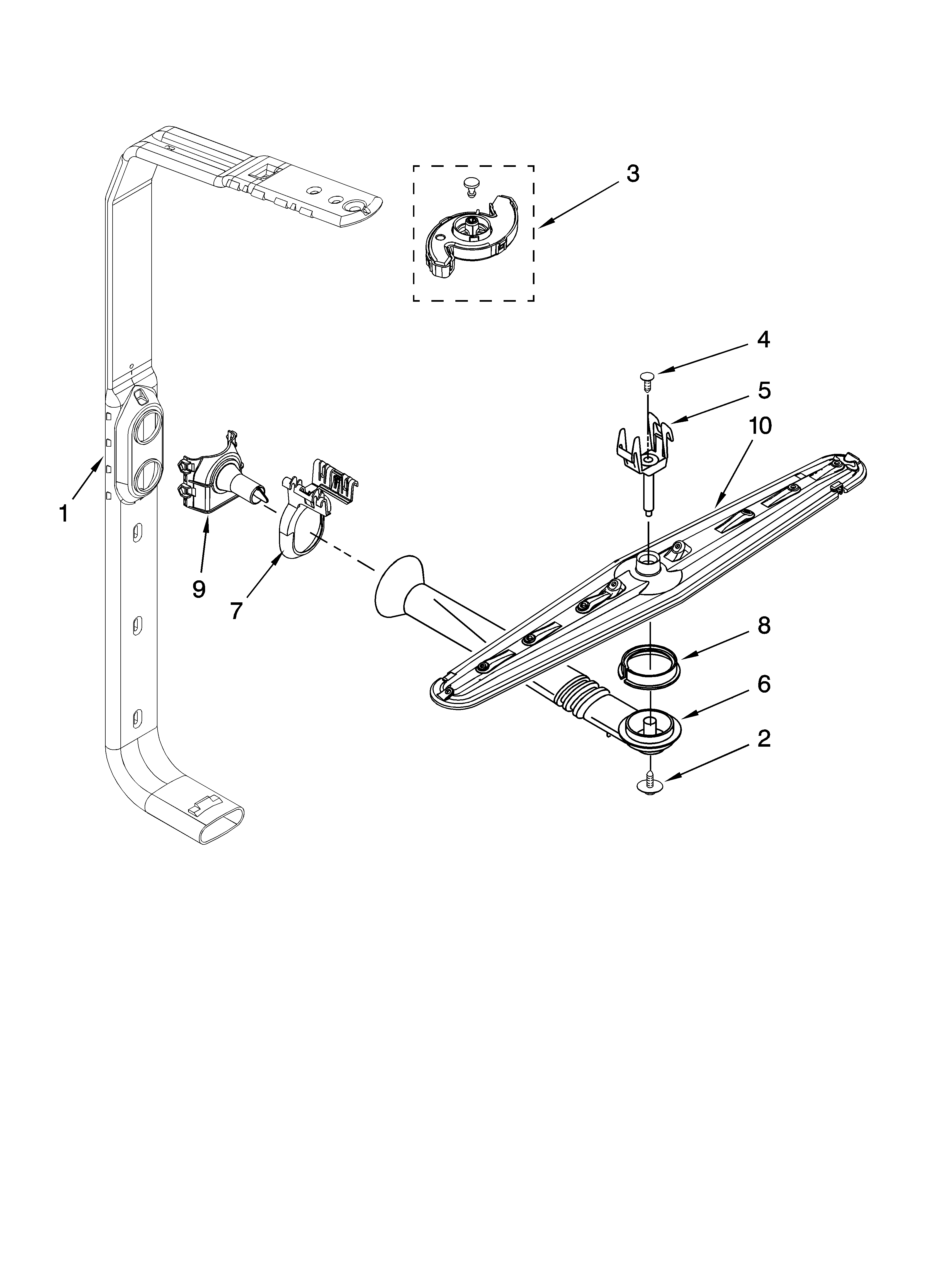 Upper wash and rinse parts