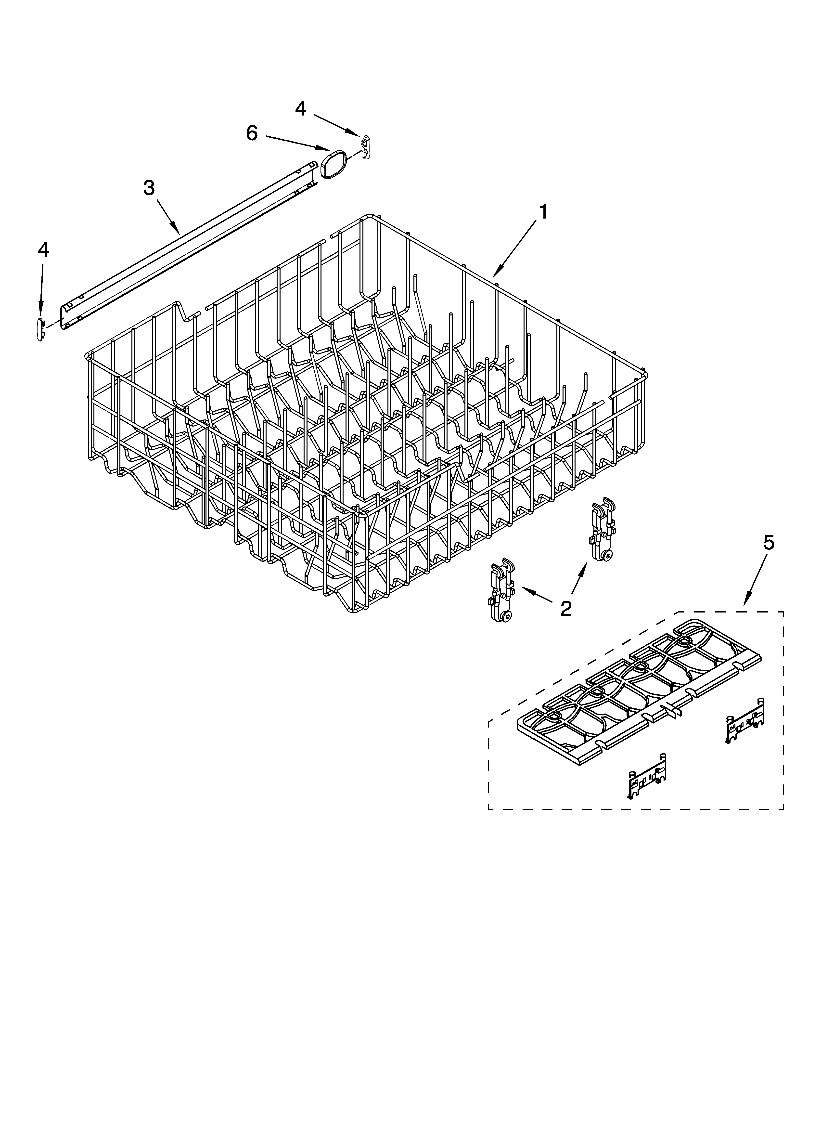 Upper rack and track parts