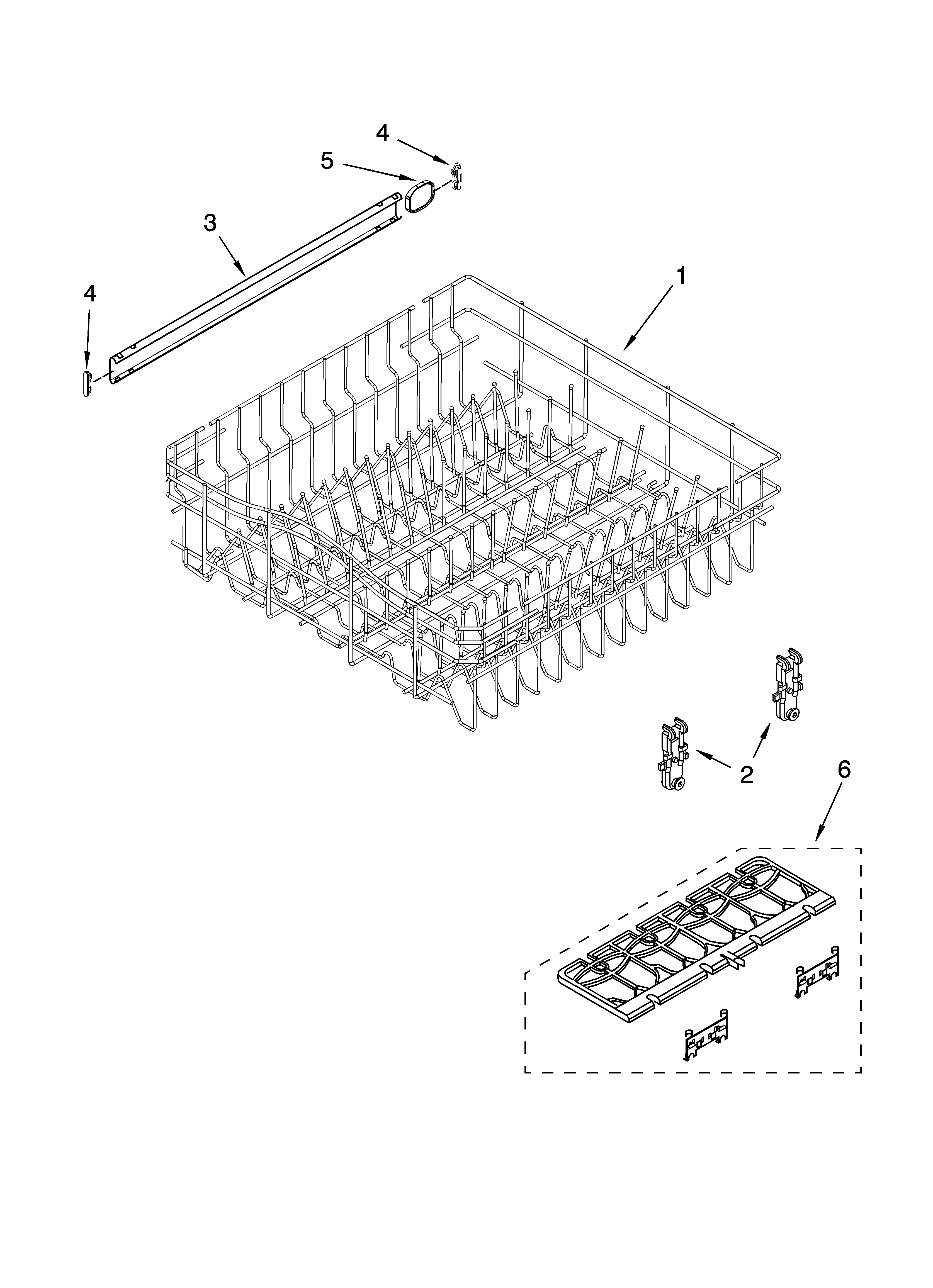 Upper rack and track parts