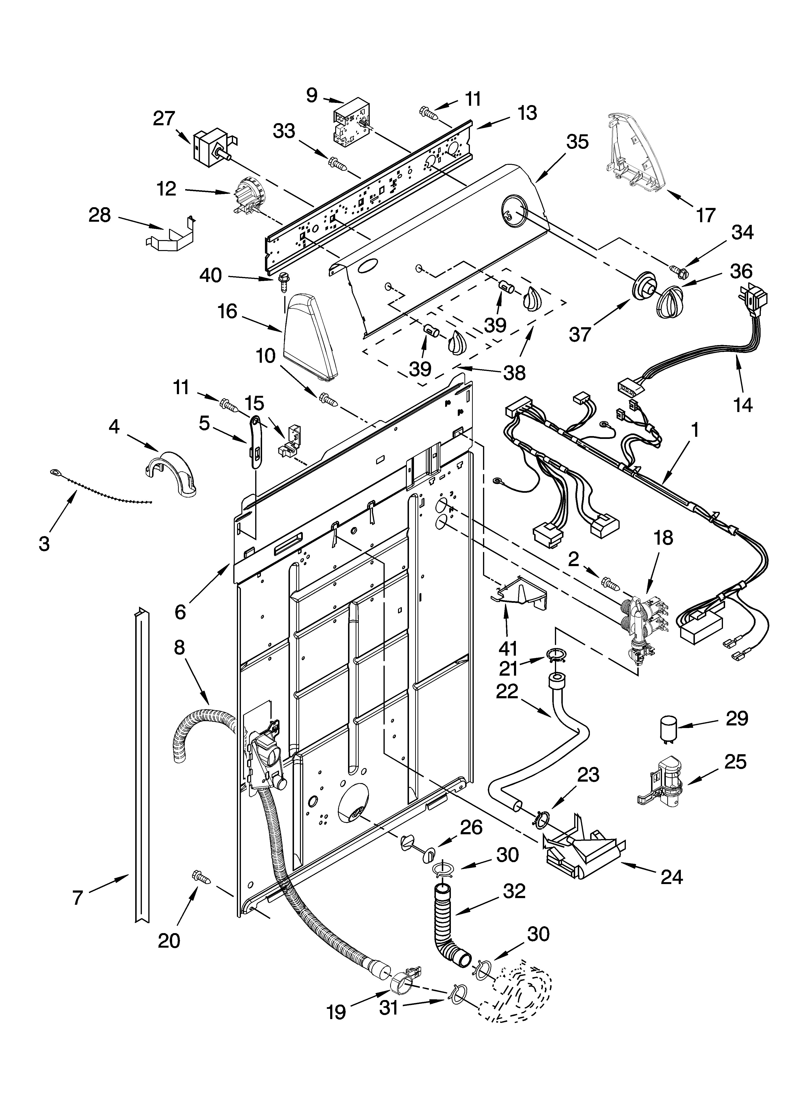 Controls and rear panel parts