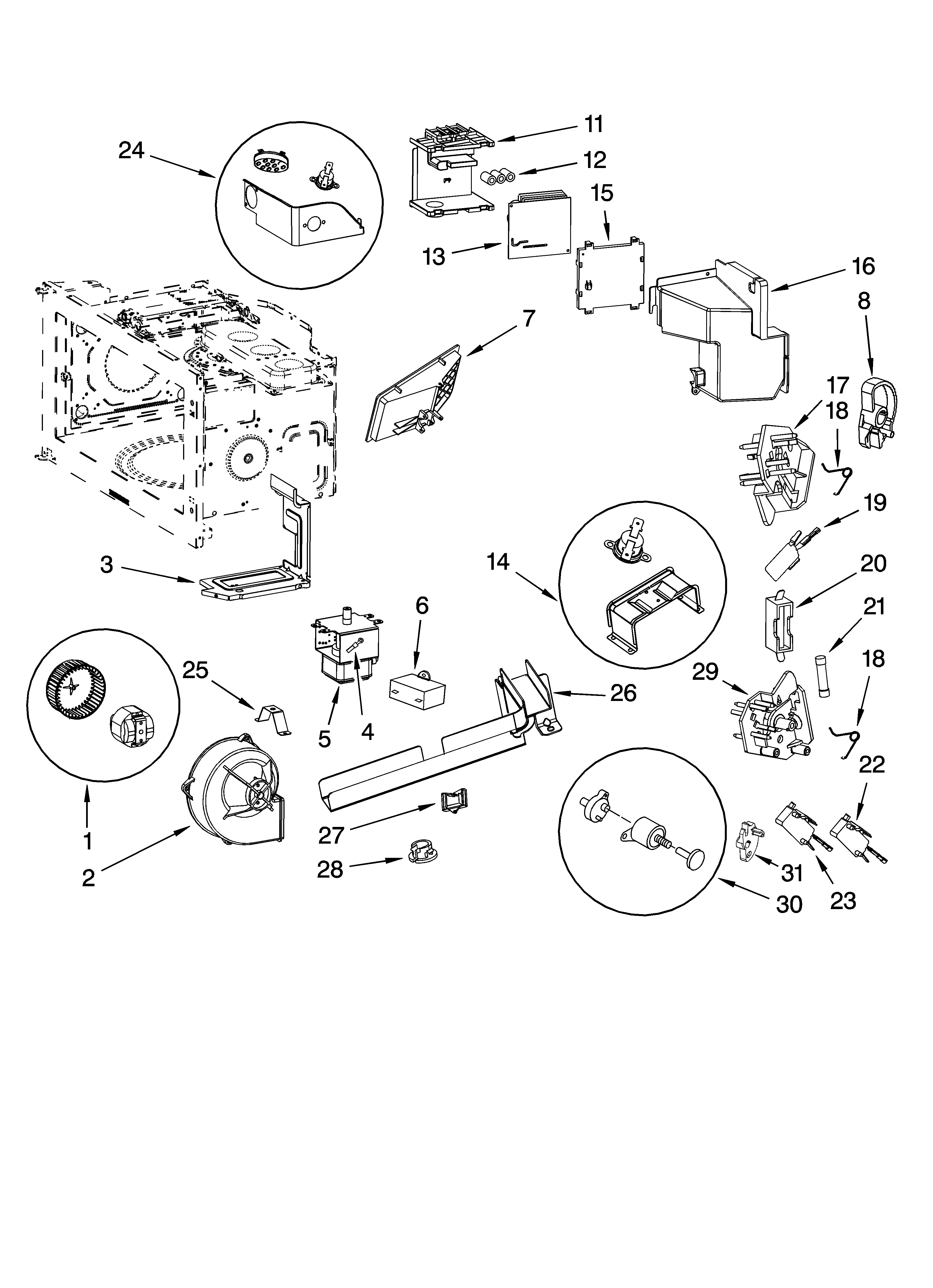 Interior and air flow parts