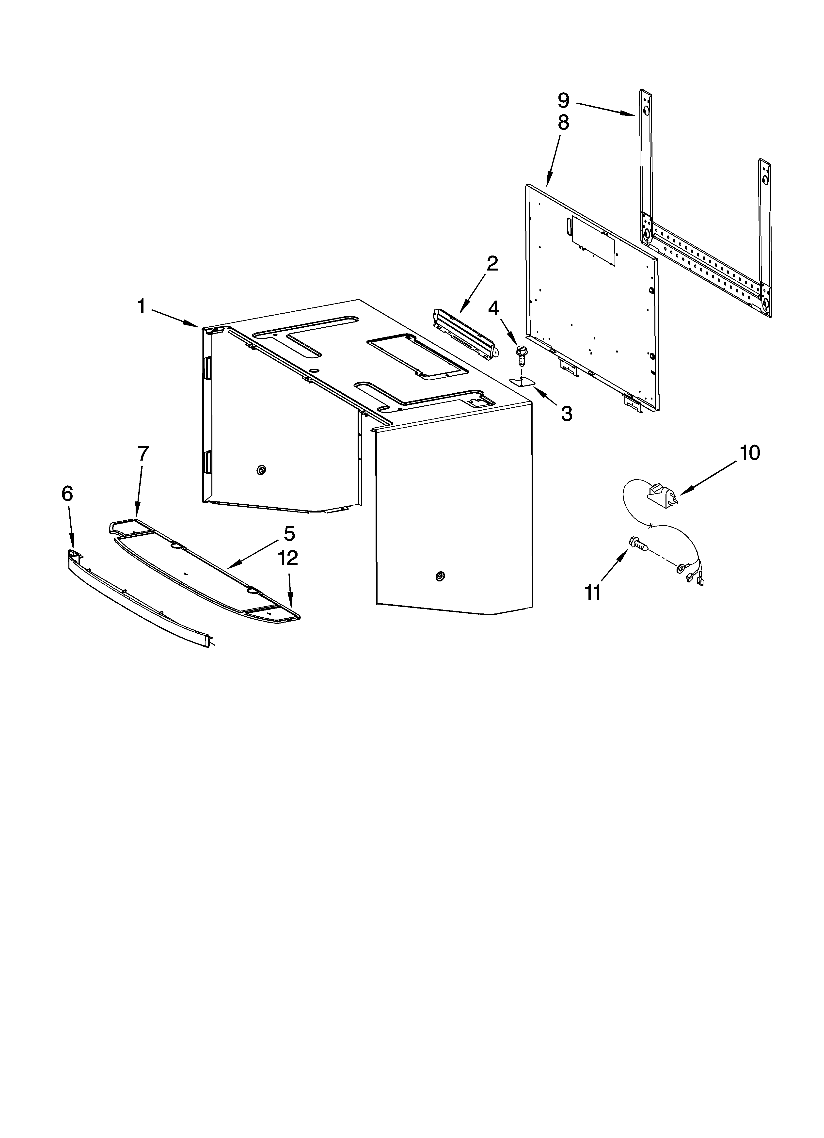 Cabinet and installation parts