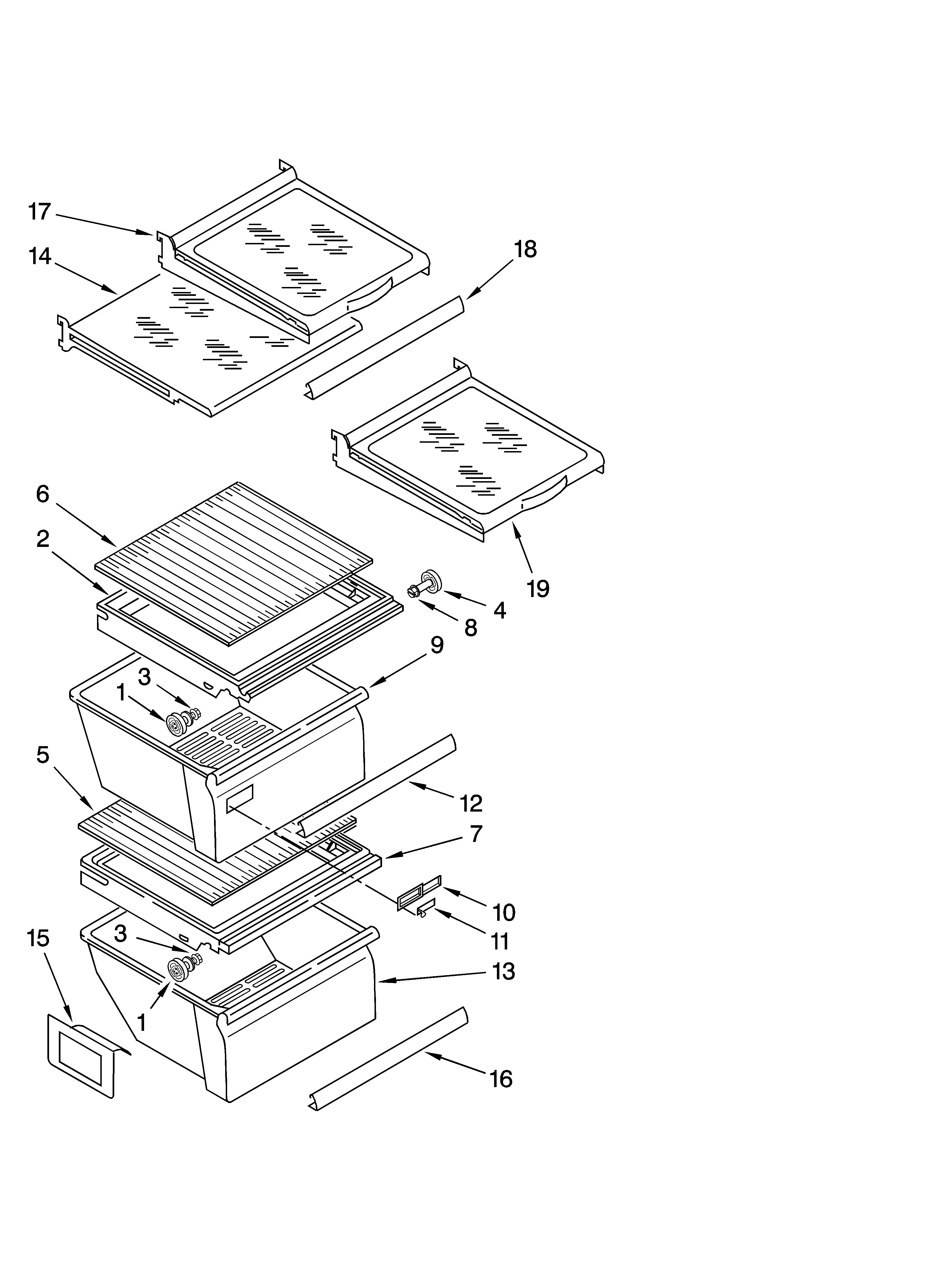 Refrigerator shelf parts