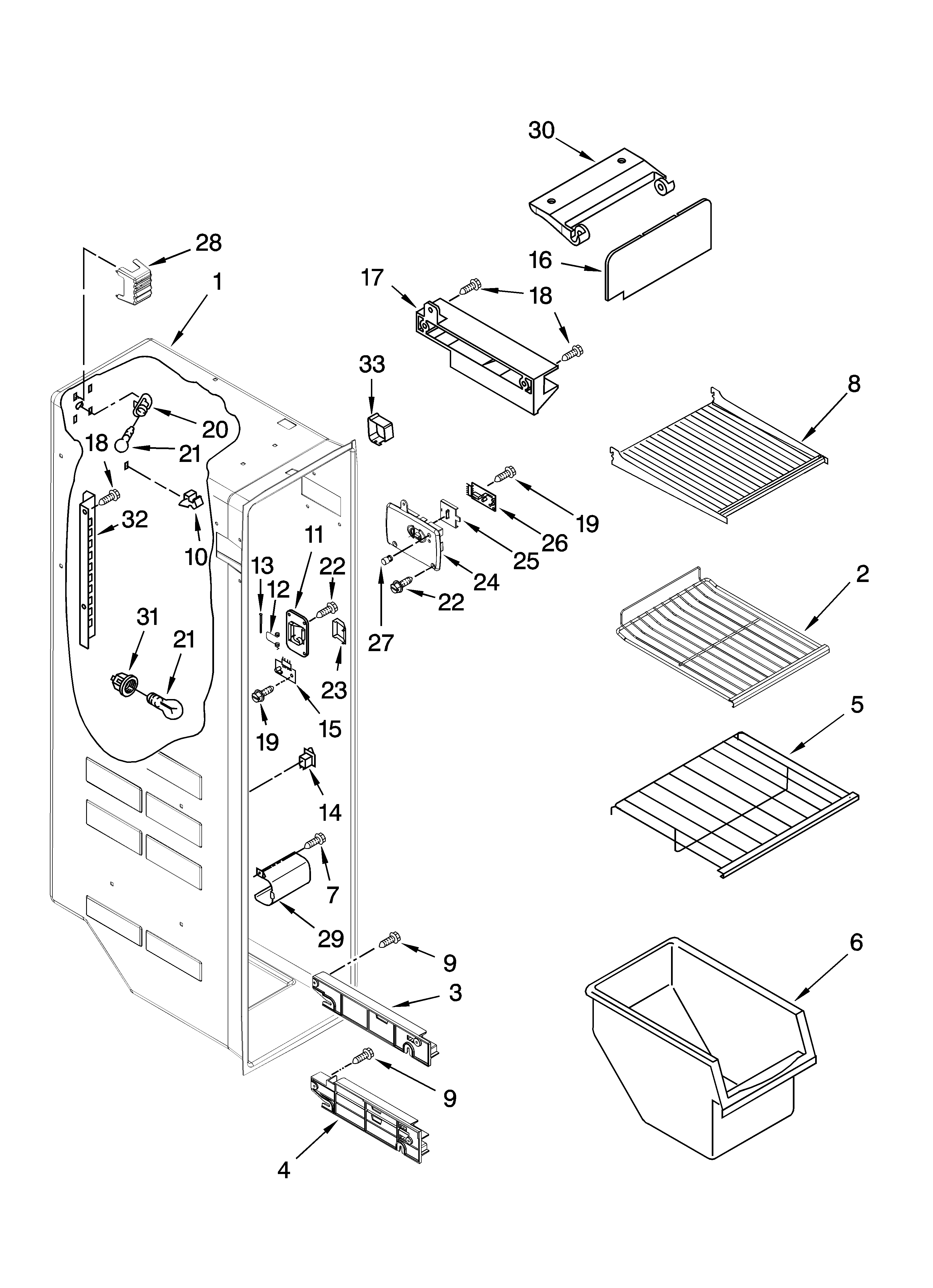 Freezer liner parts