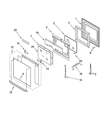 Upper oven door parts