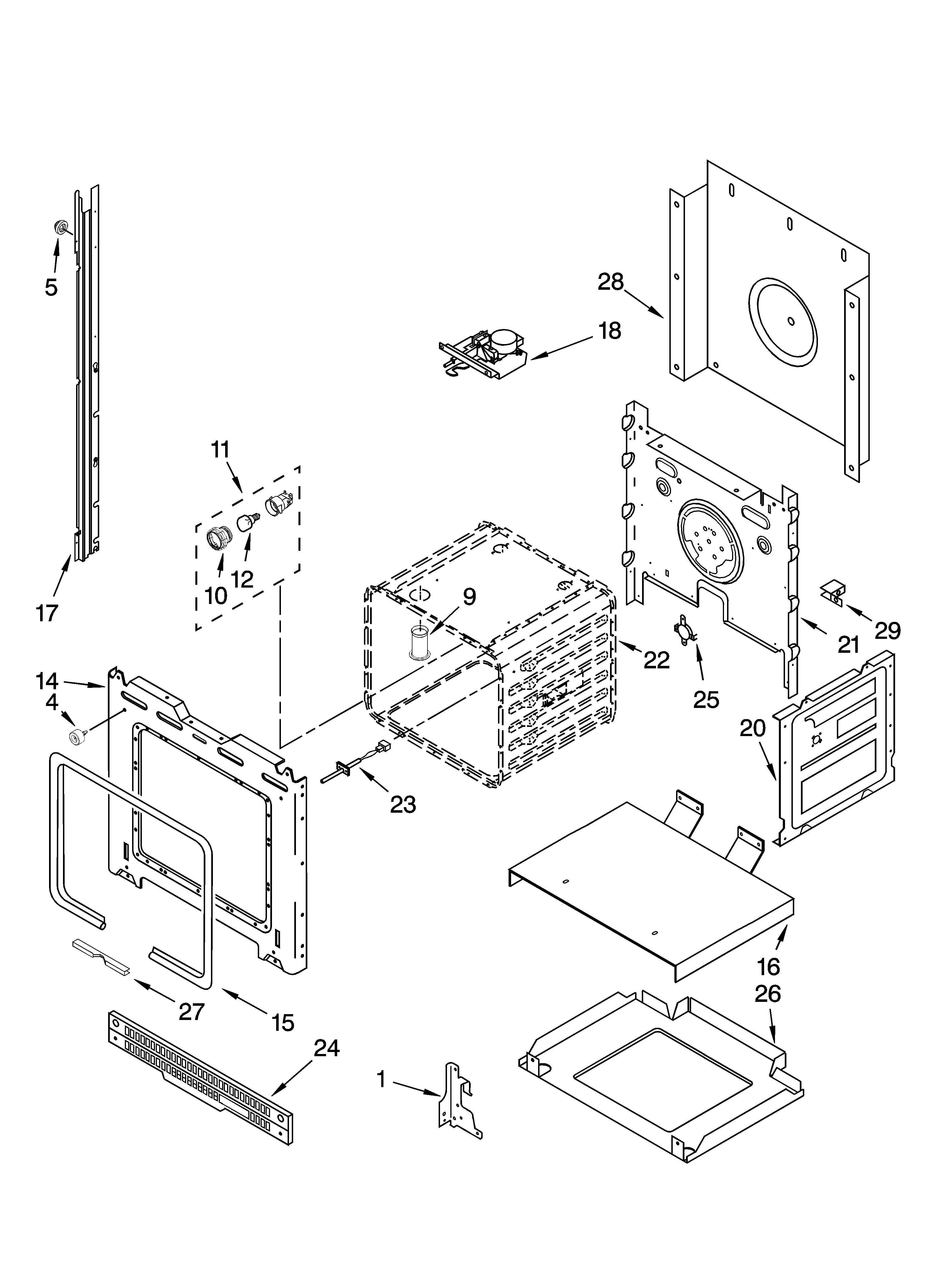 Upper oven parts