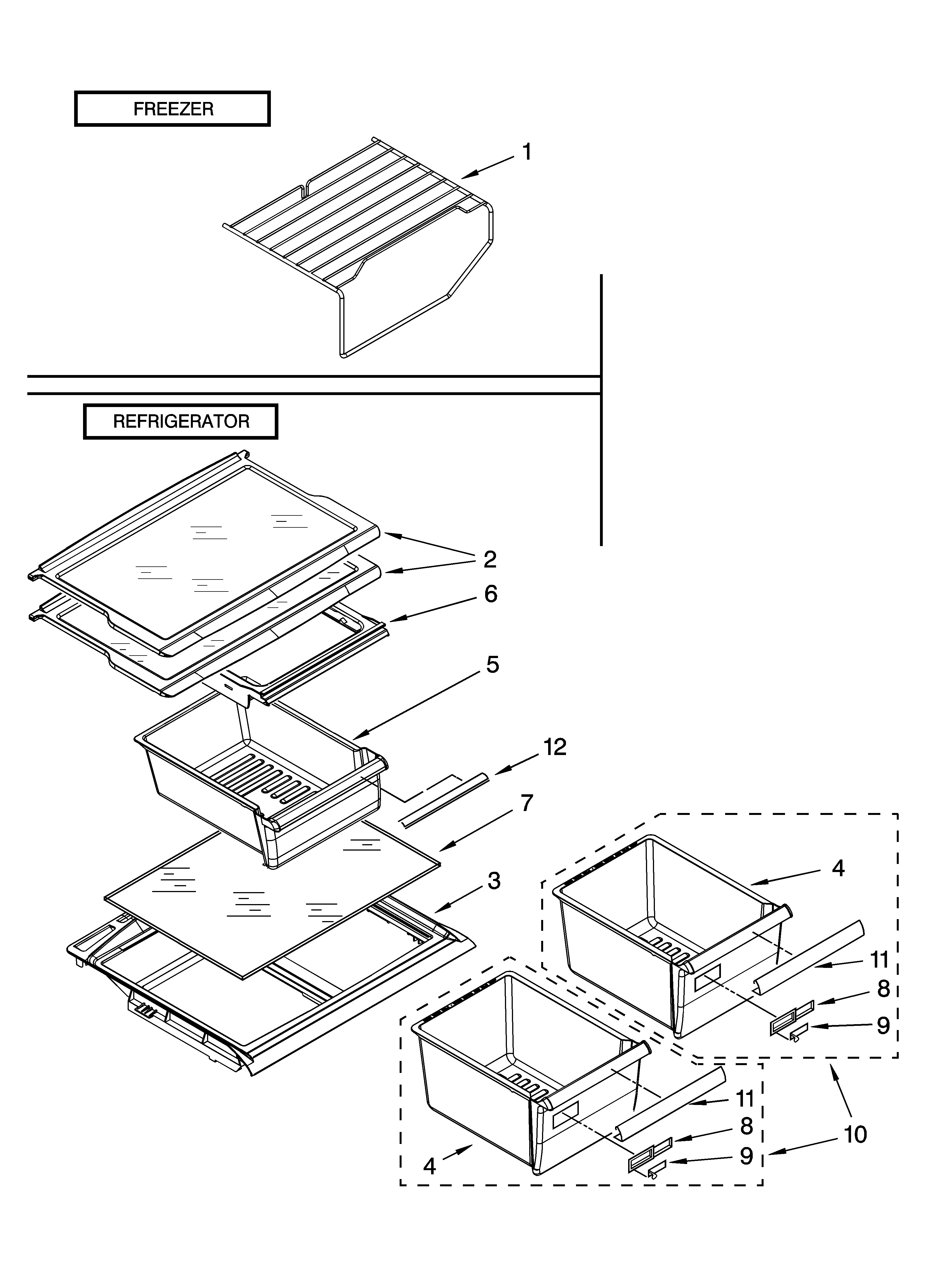 Shelf parts, optional parts (not included)