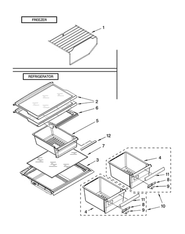 Shelf parts, optional parts (not included)