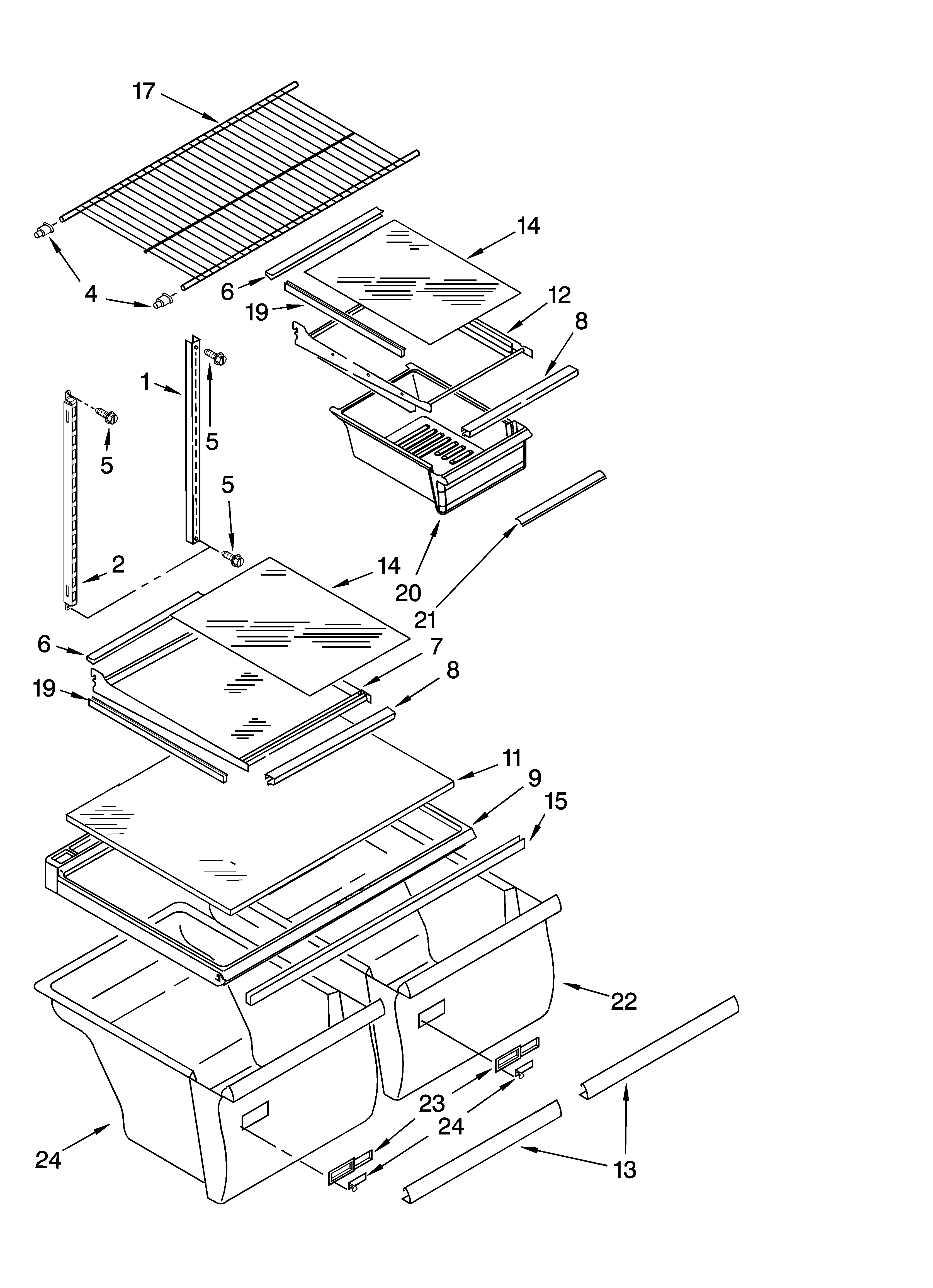 Shelf parts, optional parts (not included)