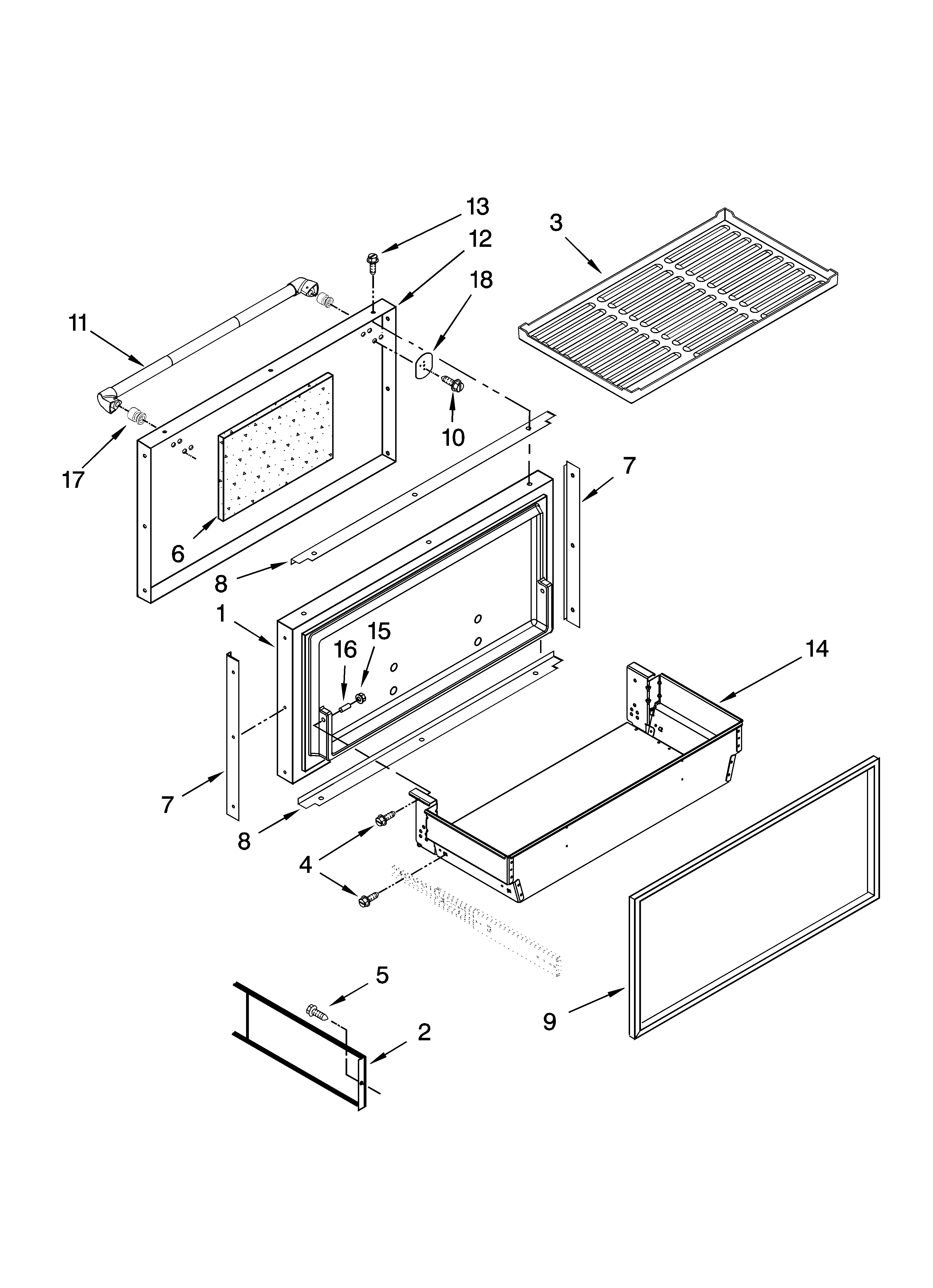 Freezer door and basket parts