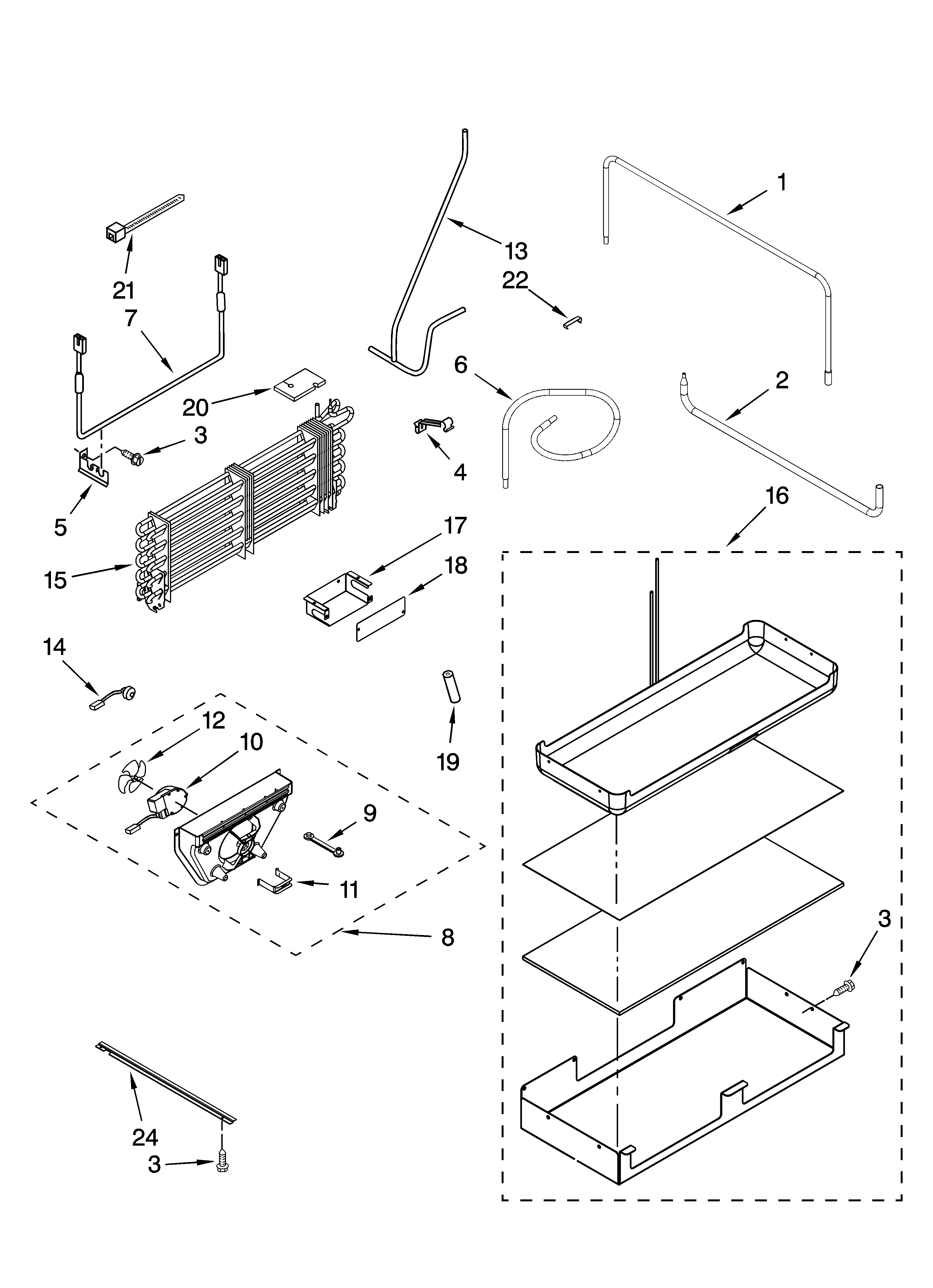 Lower unit and tube parts