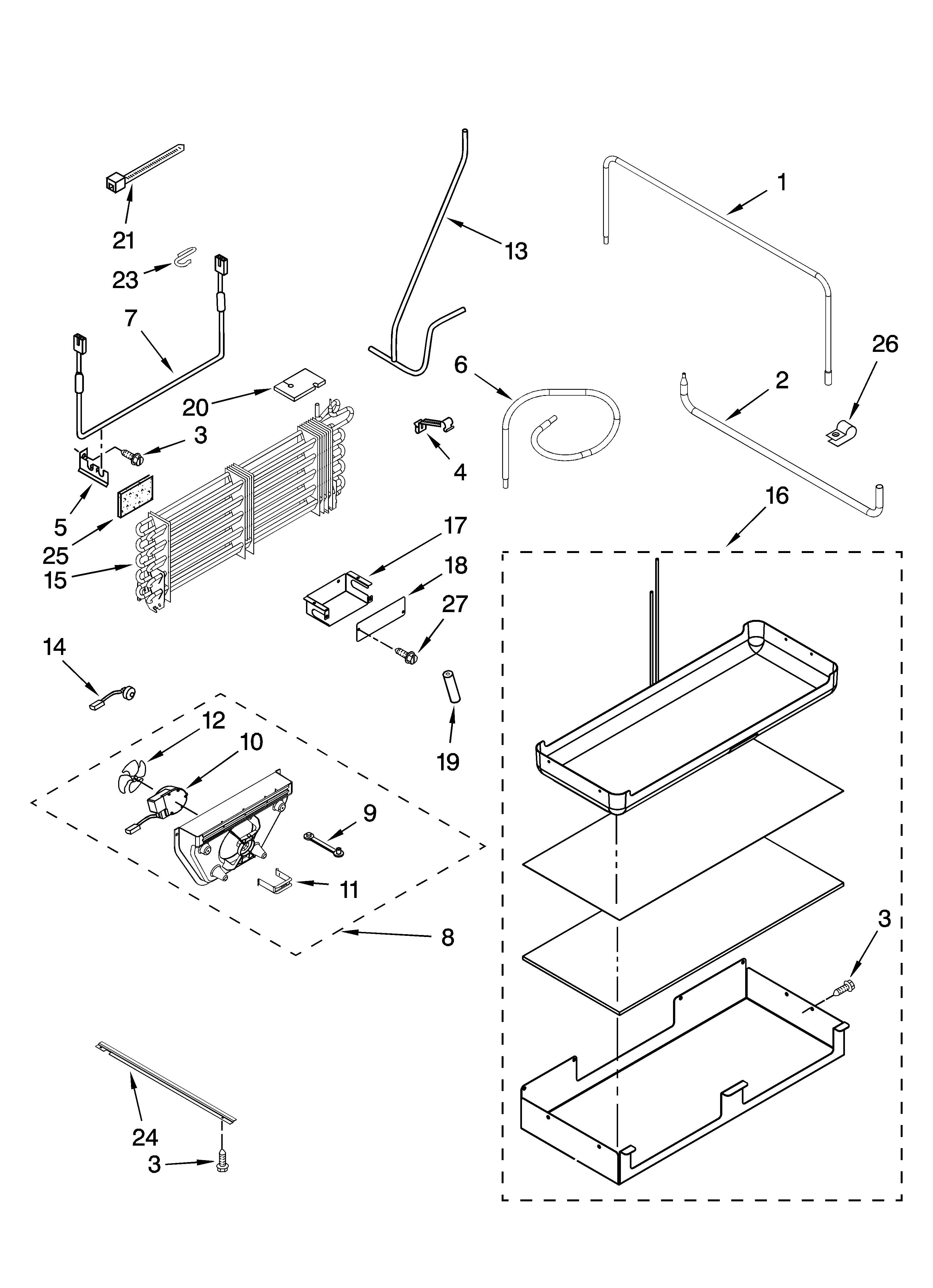 Lower unit and tube parts
