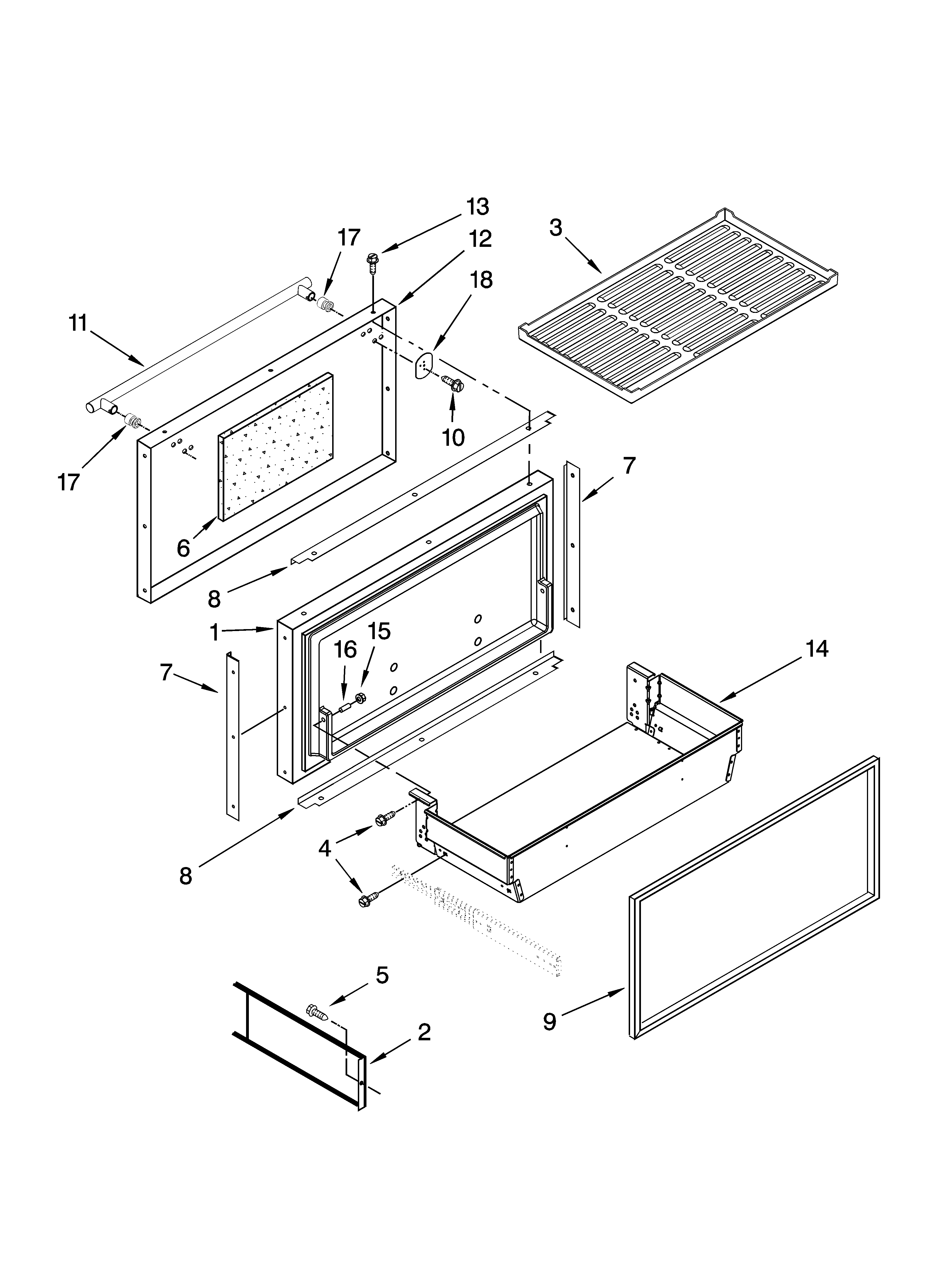 Freezer door and basket parts
