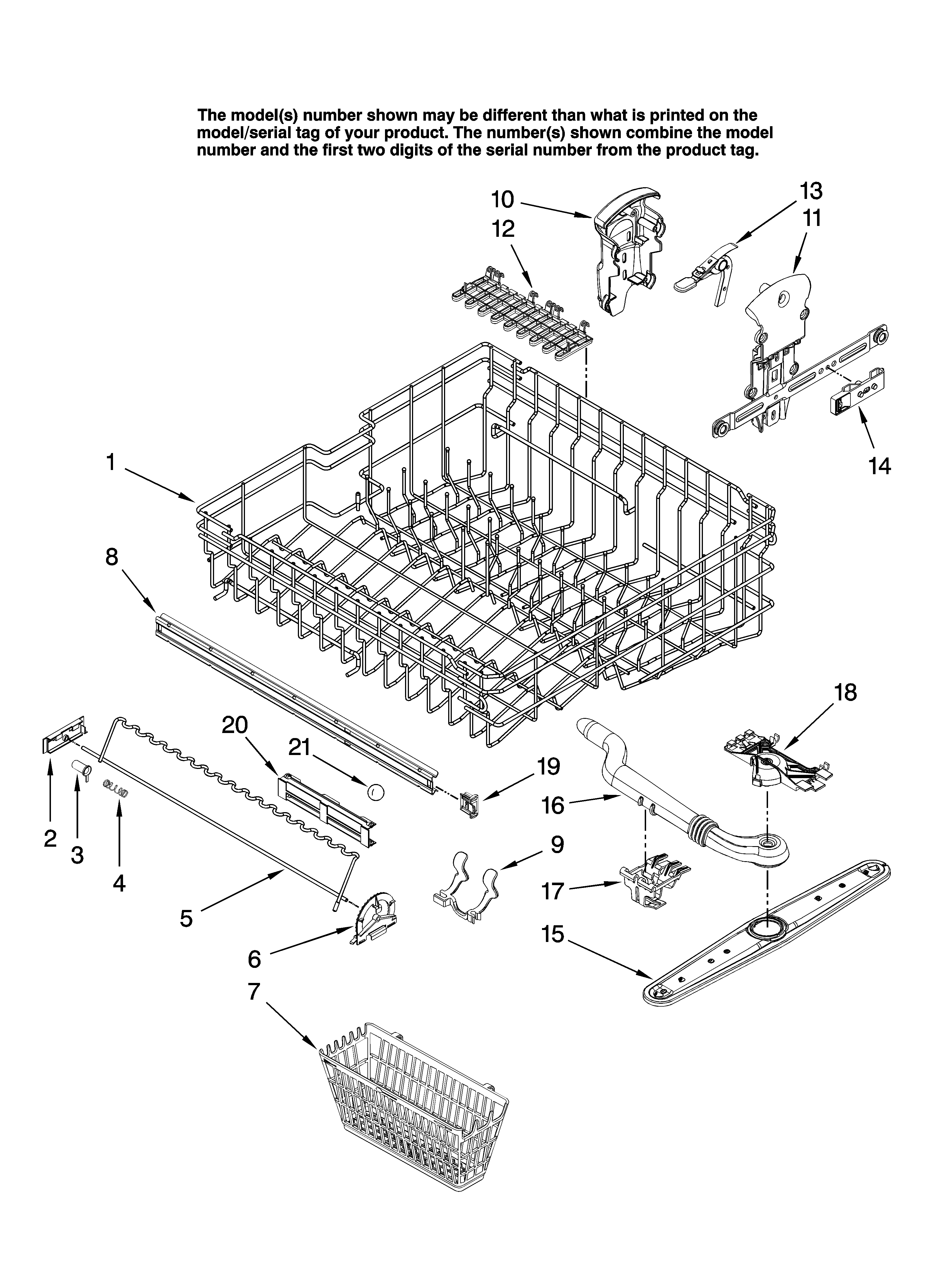 Upper rack parts
