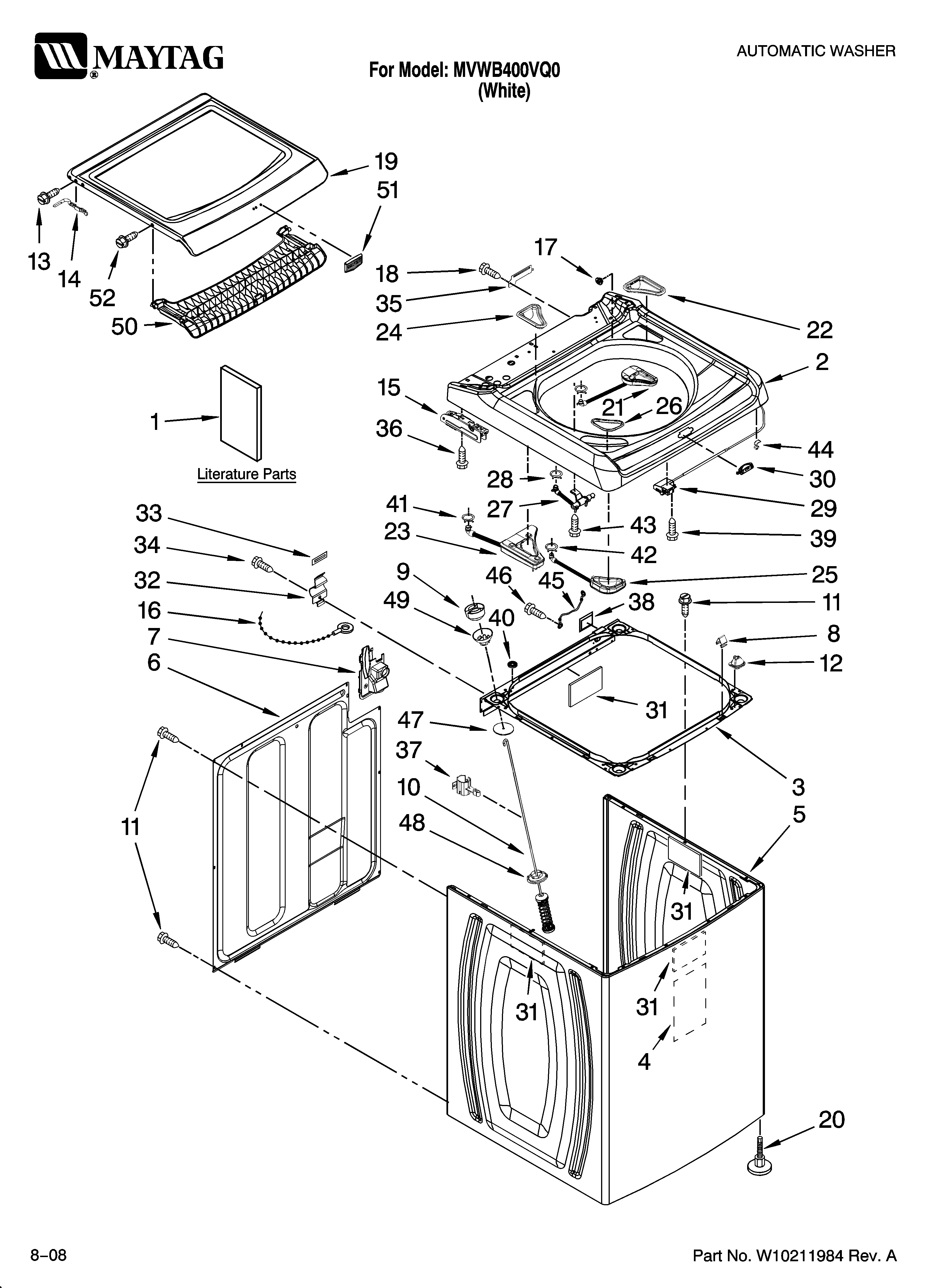 Top and cabinet parts