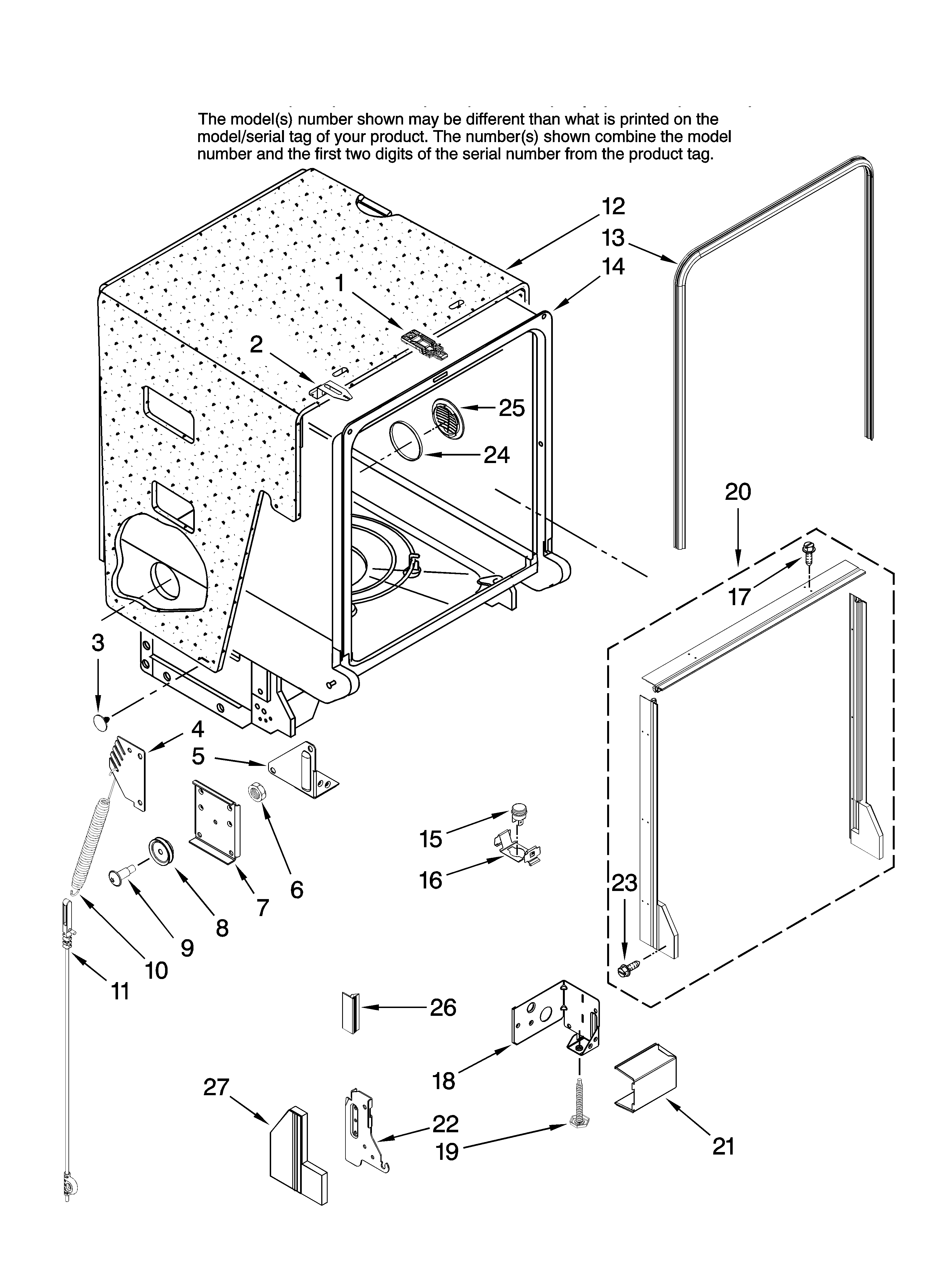 Tub and frame parts
