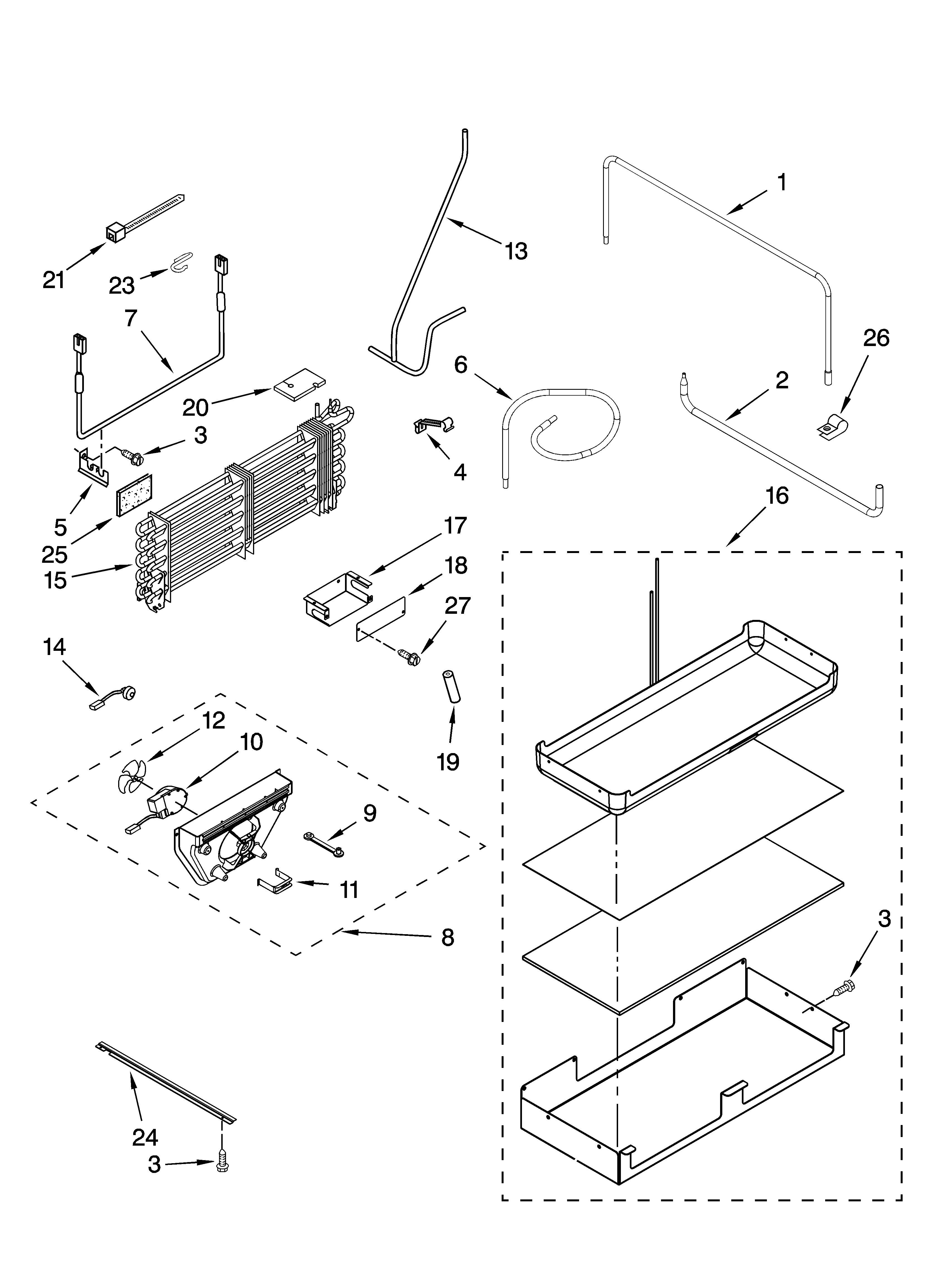 Lower unit and tube parts