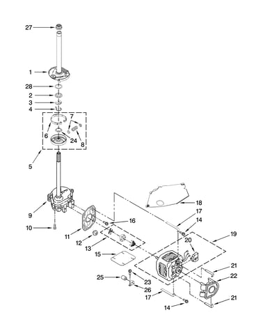 Brake, clutch, gearcase, motor and pump parts