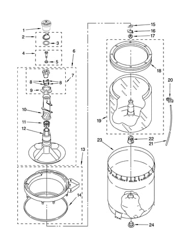 Agitator, basket and tub parts