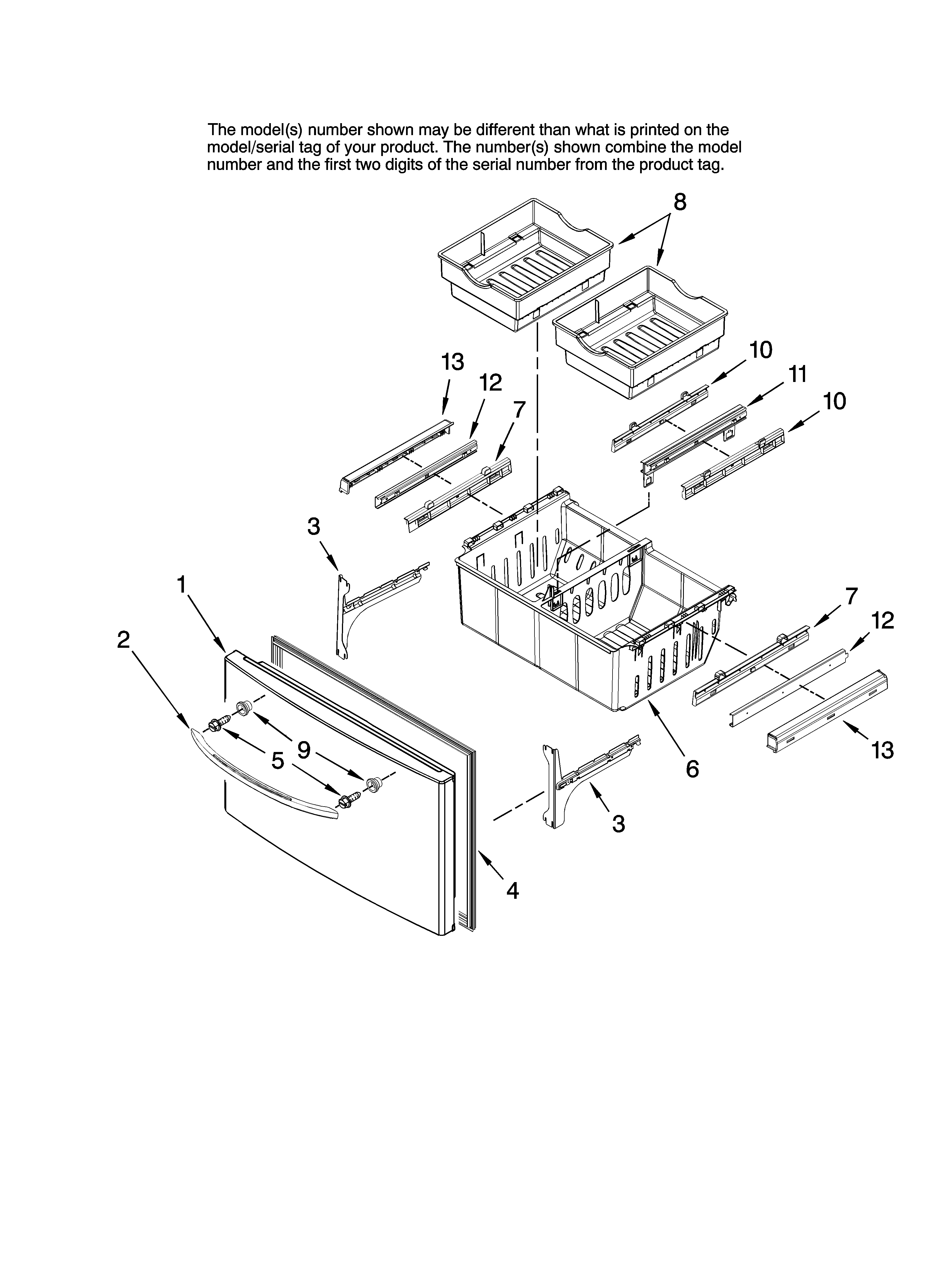 Freezer door parts