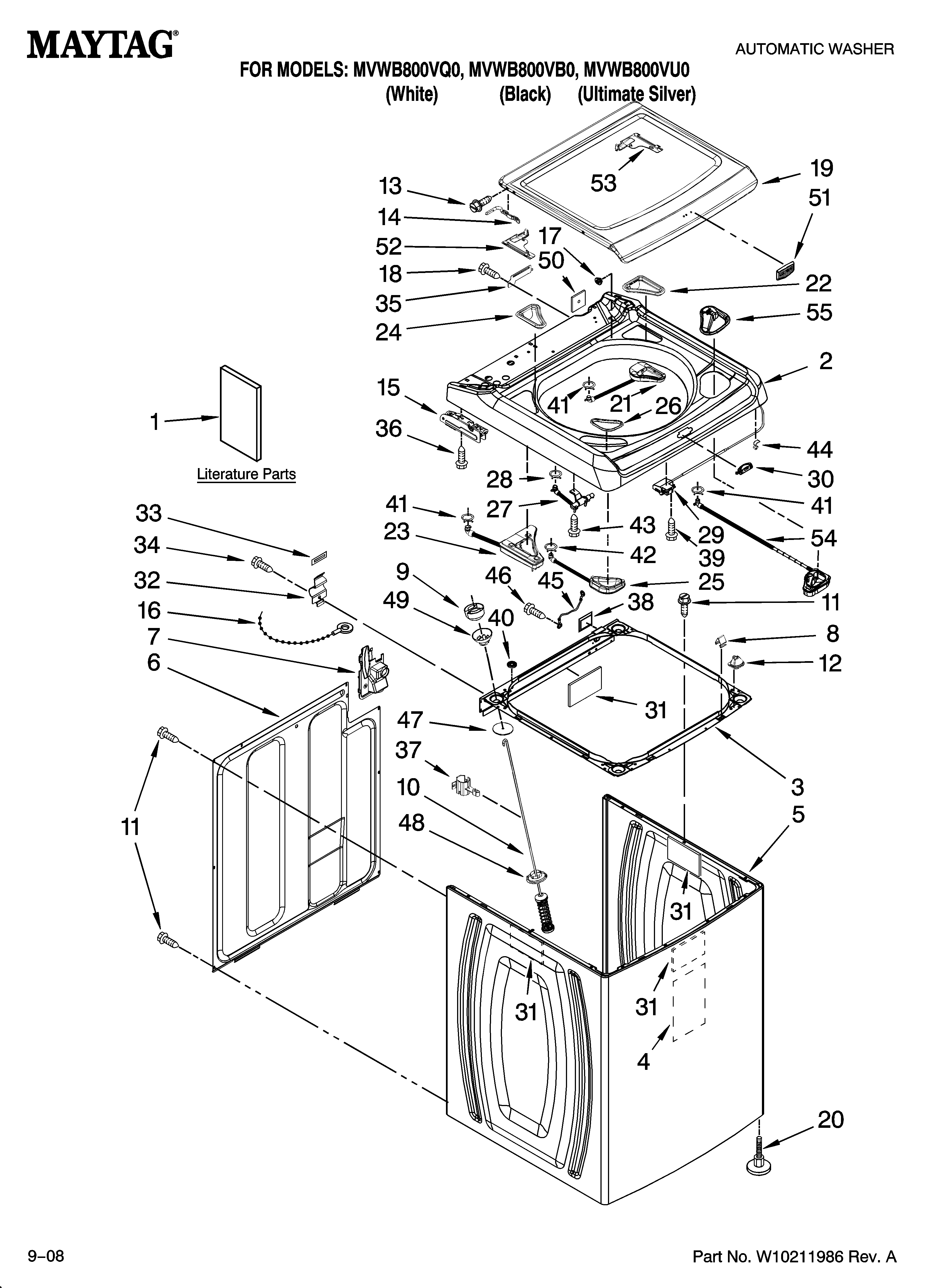 Top and cabinet parts