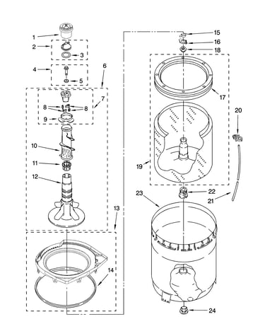 Agitator, basket and tub parts