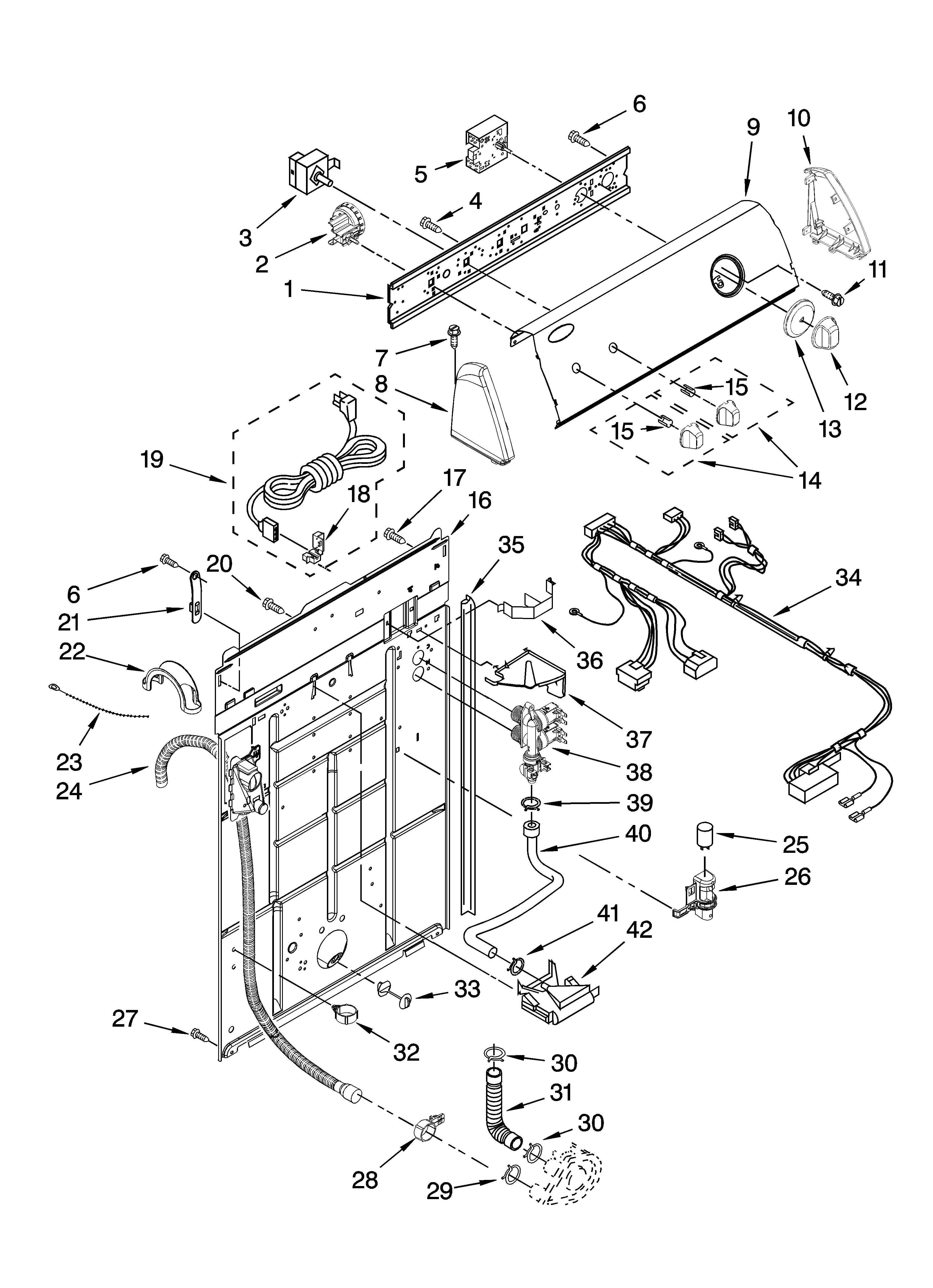 Controls and rear panel parts