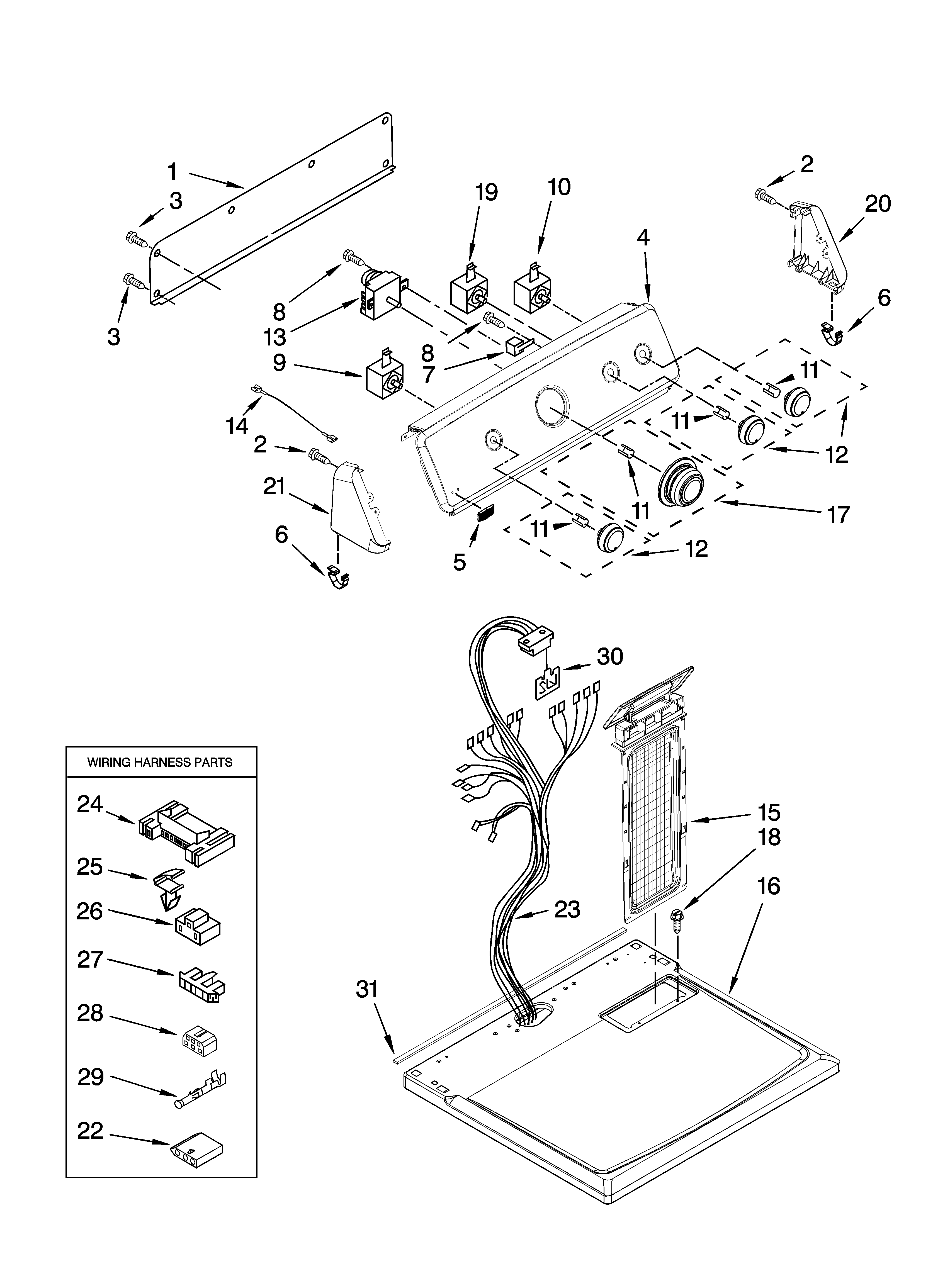 Top and console parts