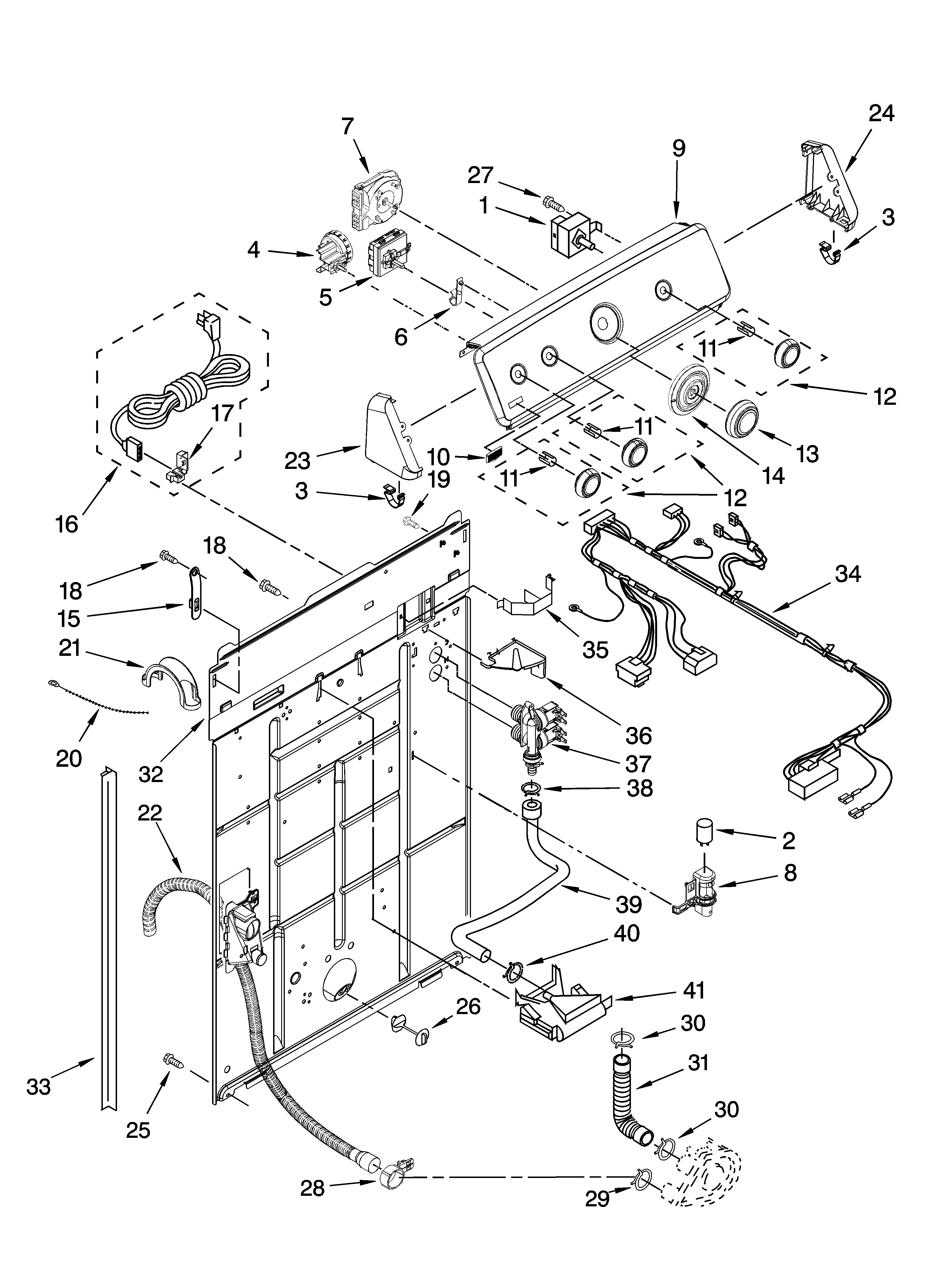 Controls and rear panel parts