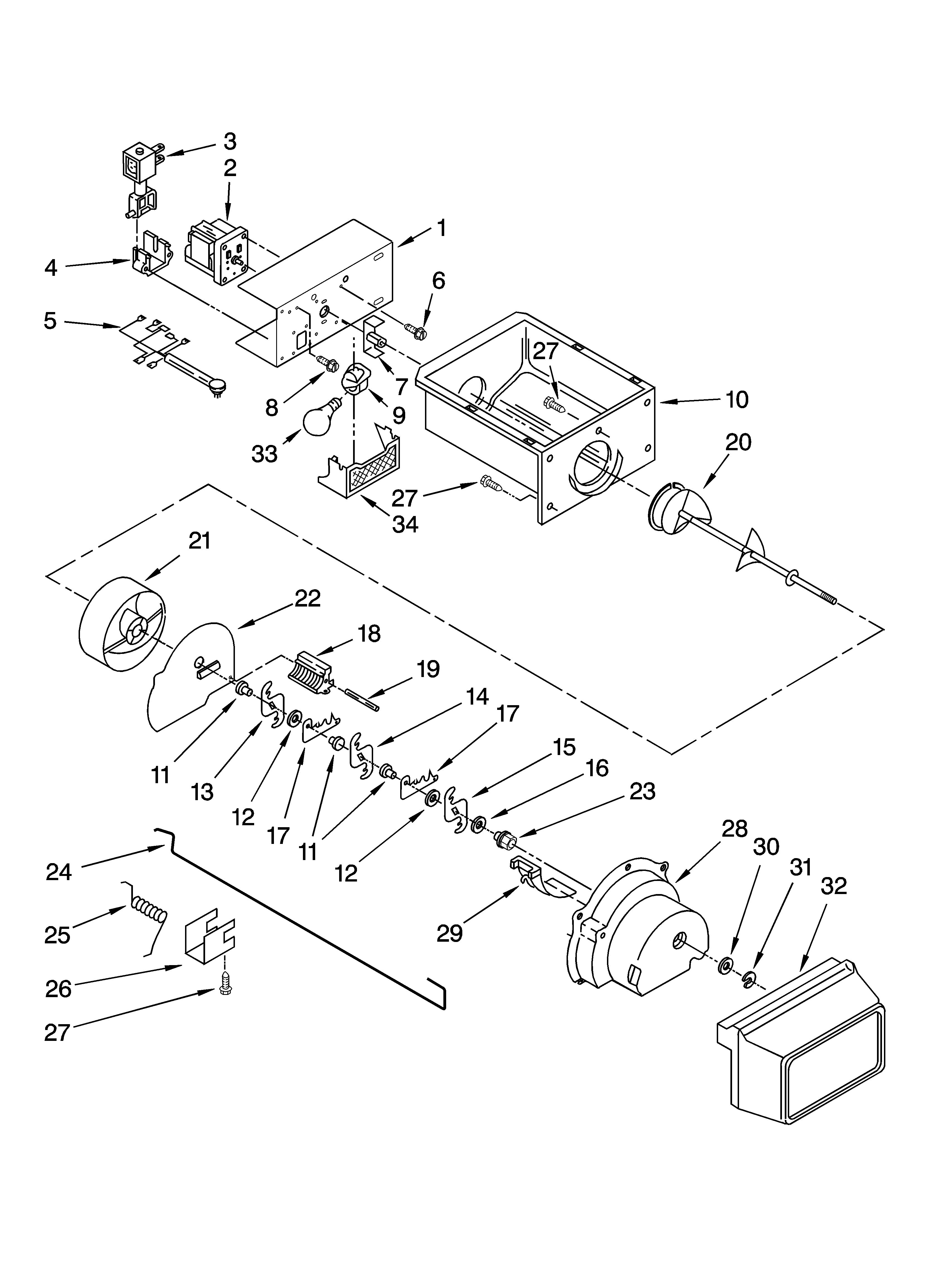 Motor and ice container parts
