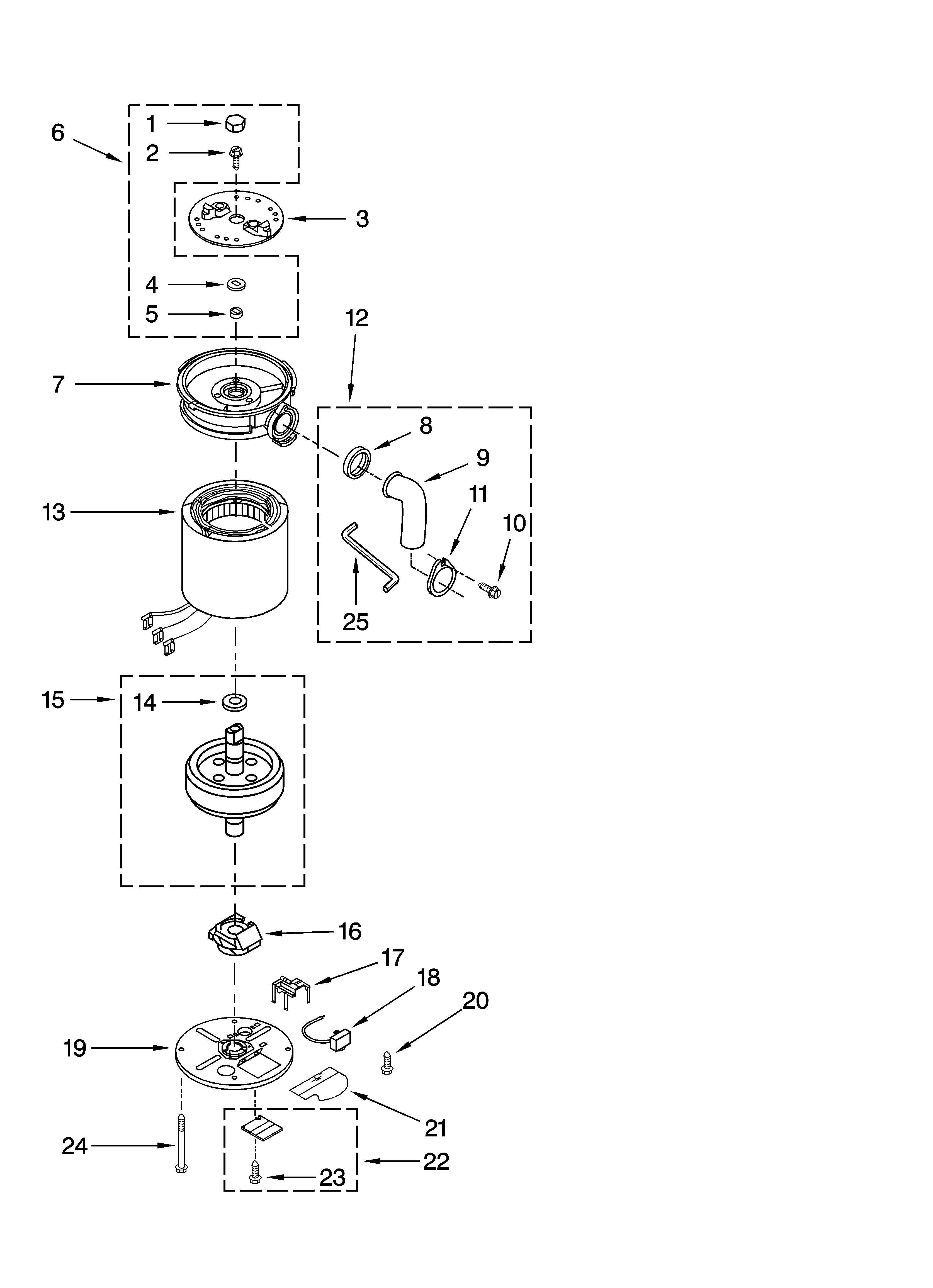 UPPER HOUSING AND MOTOR PARTS