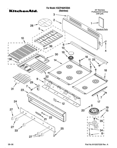 Cooktop, burner and grate parts