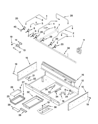 Burner box, gas valves, and switches, optional parts