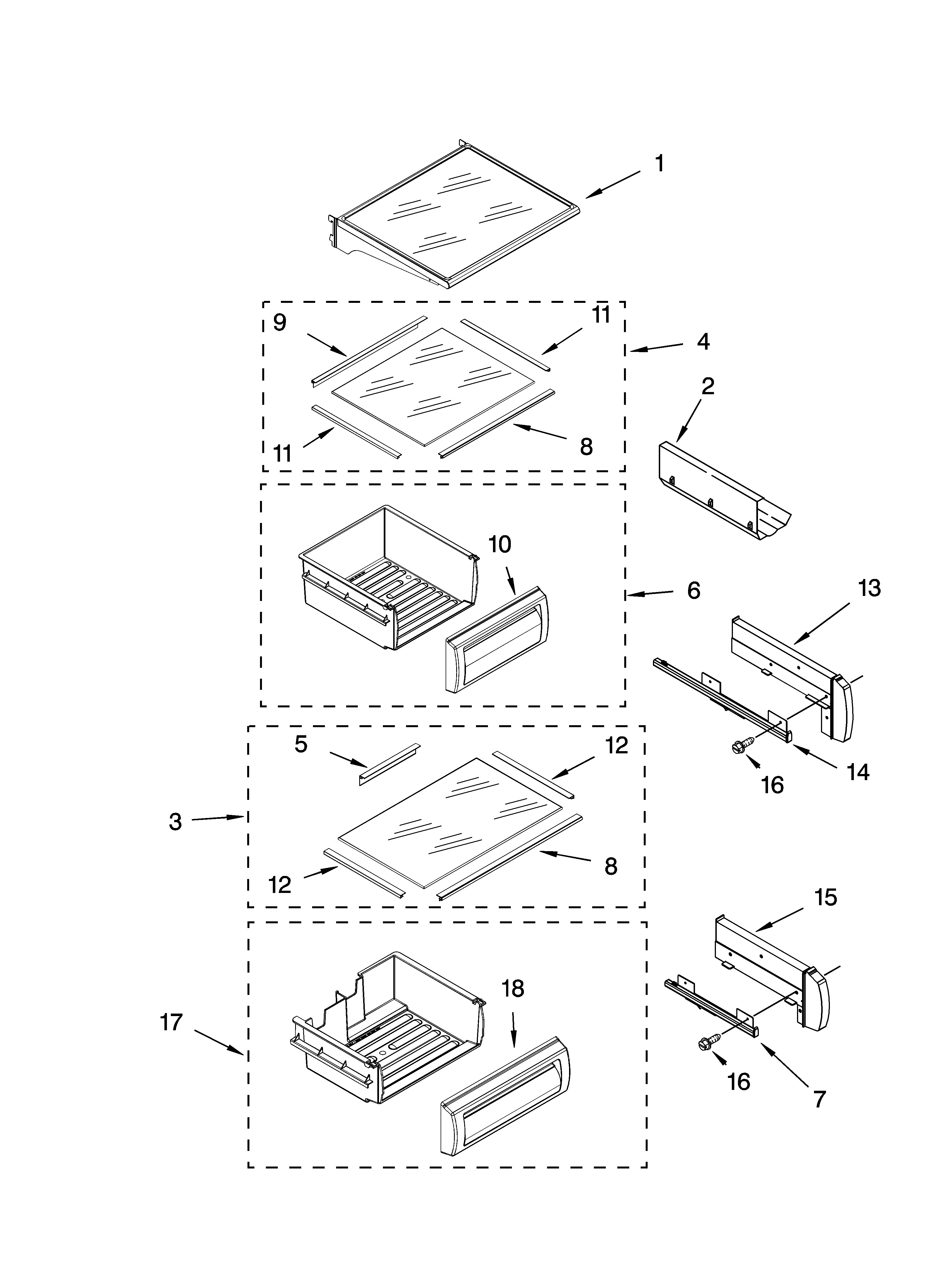 Refrigerator shelf parts