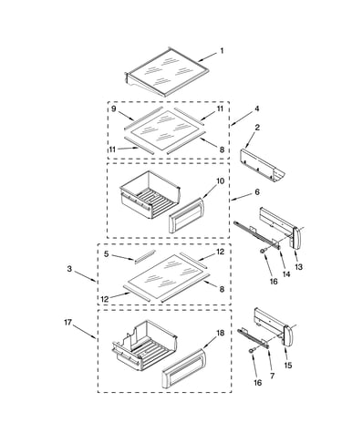 Refrigerator shelf parts