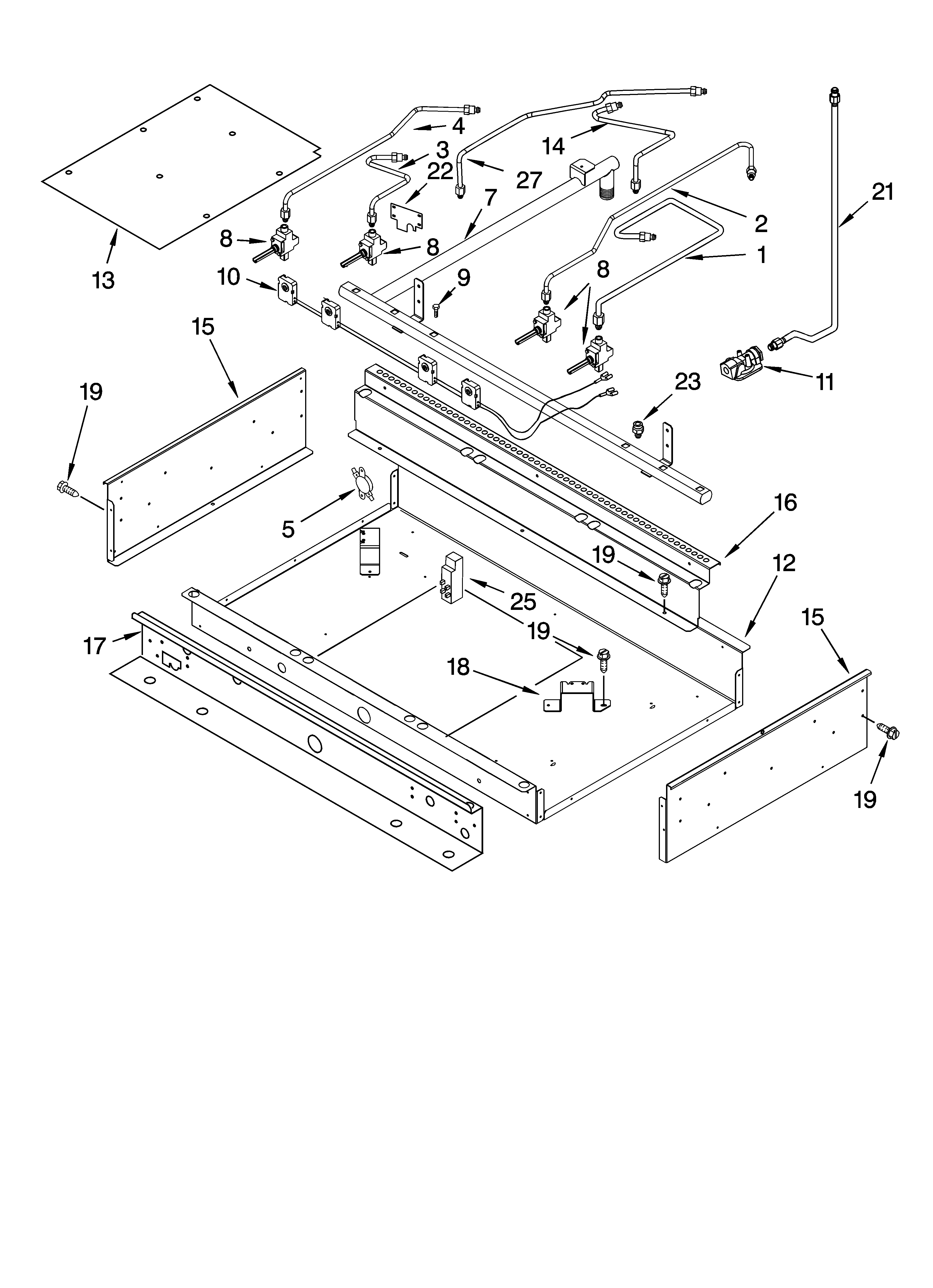 Burner box and manifold parts