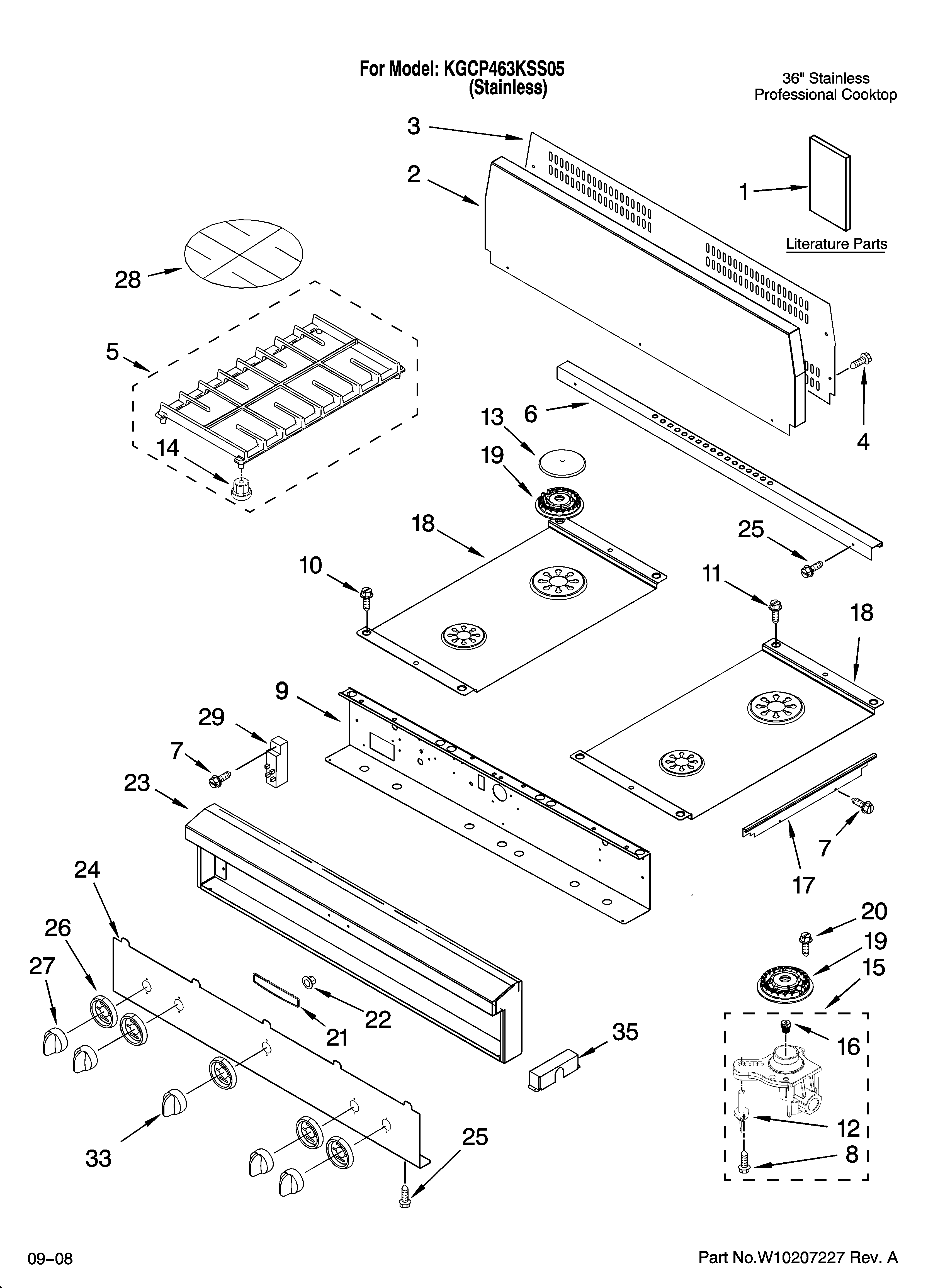 COOKTOP, BURNER AND GRATE PARTS