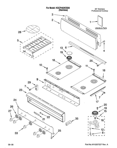 Cooktop, burner and grate parts