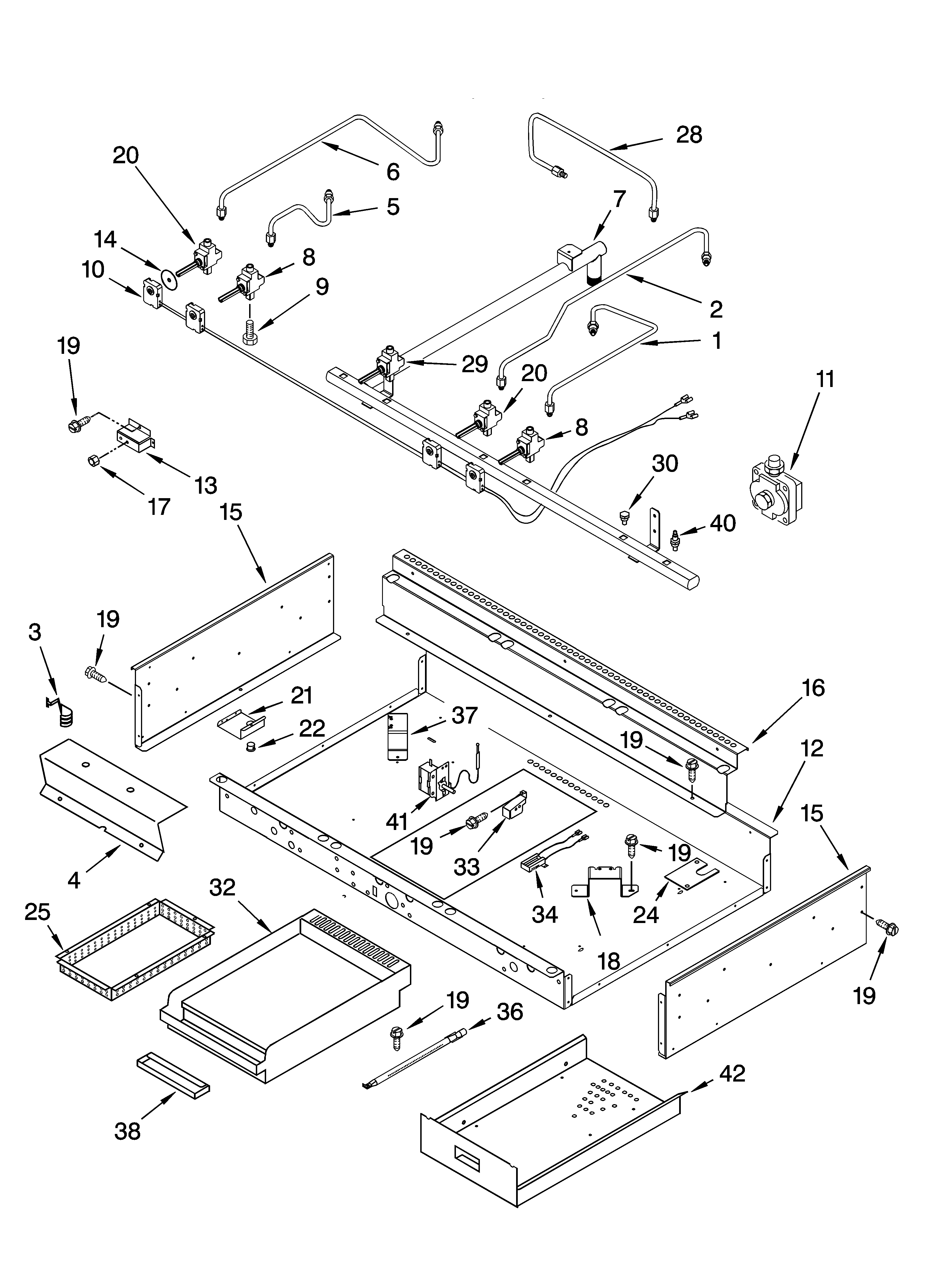 BURNER BOX, GAS VALVES, AND SWITCHES, OPTIONAL PARTS