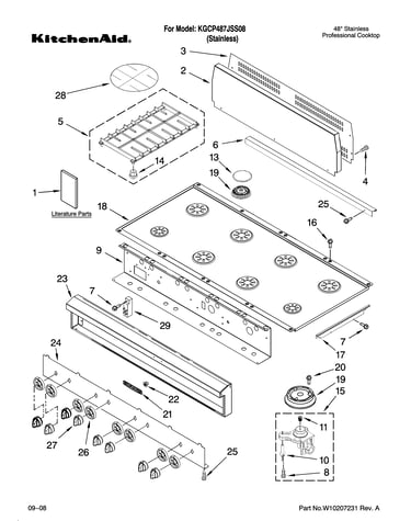 Cooktop, burner and grate parts
