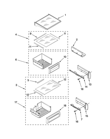Refrigerator shelf parts