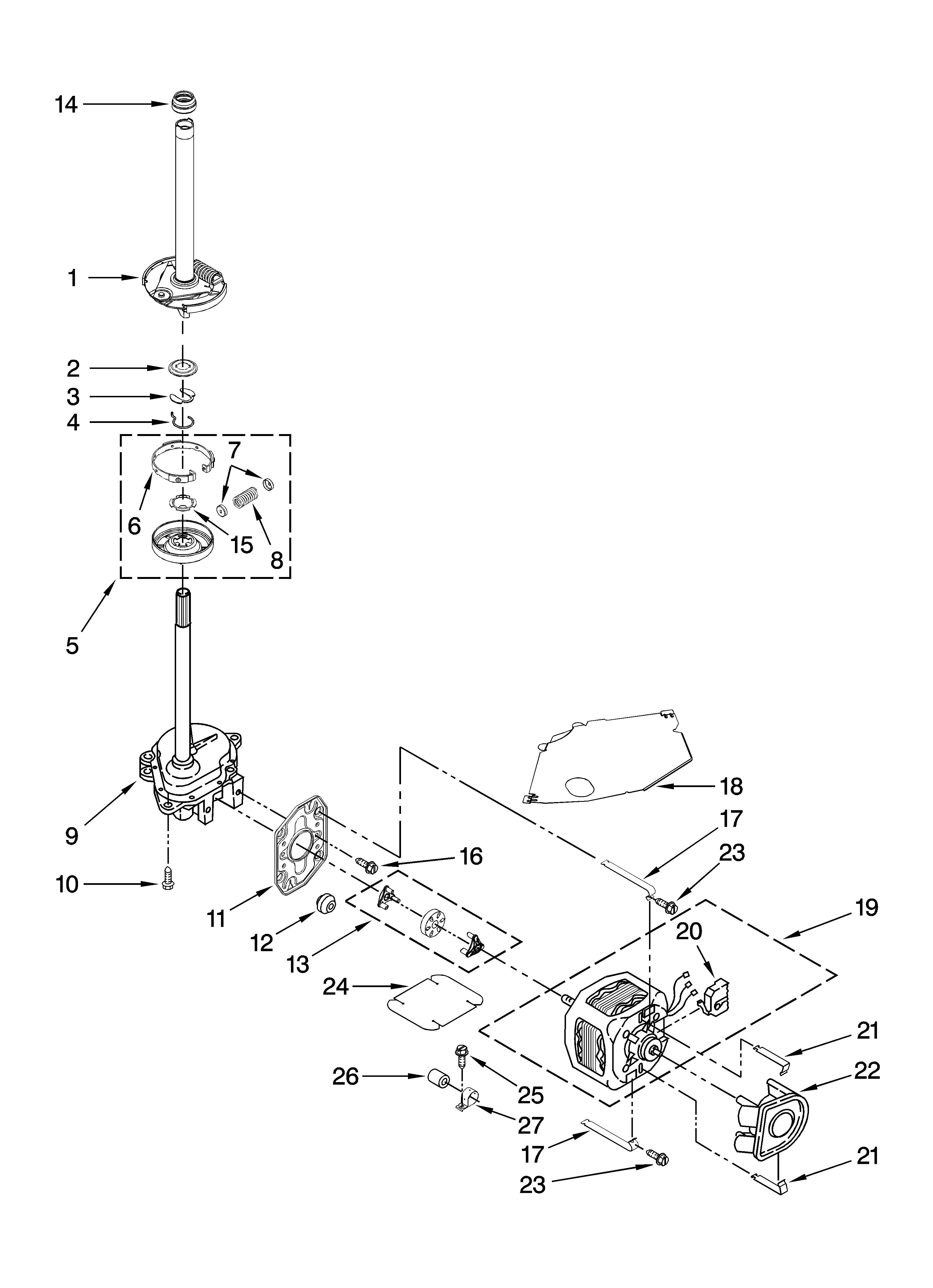 Brake, clutch, gearcase, motor and pump parts